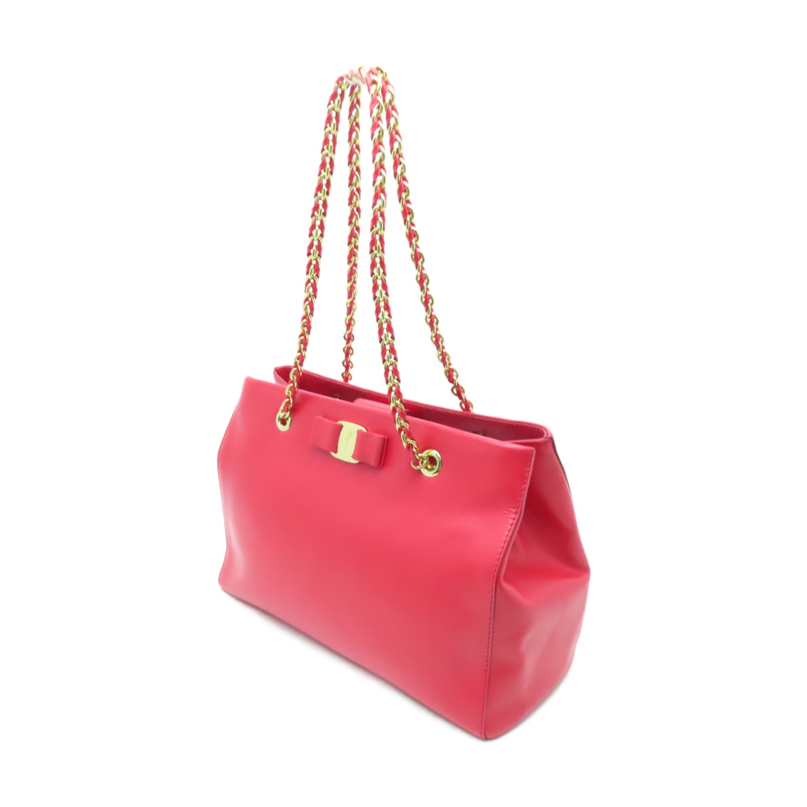 Salvatore Ferragamo 牛皮皮革Bow Handbag金扣肩背袋紅色