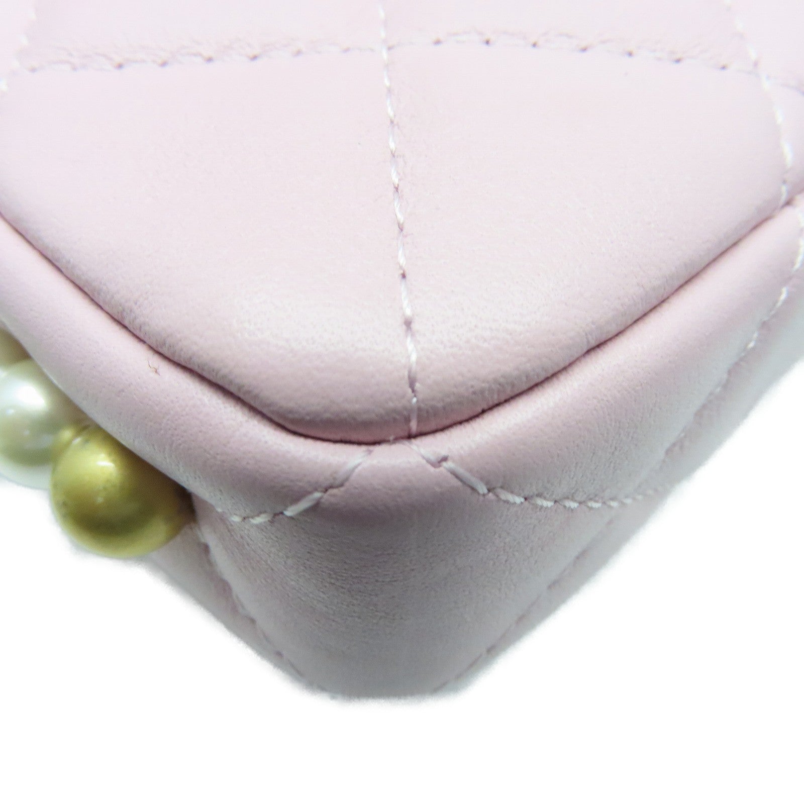 CHANEL 菱格牛皮皮革Chain Shoulder Bag金扣肩背袋粉红色