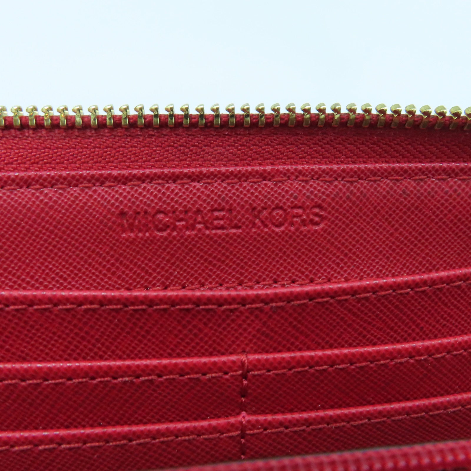 Michael Kors Leather Long Wallet Gold Buckle Long Wallet Red