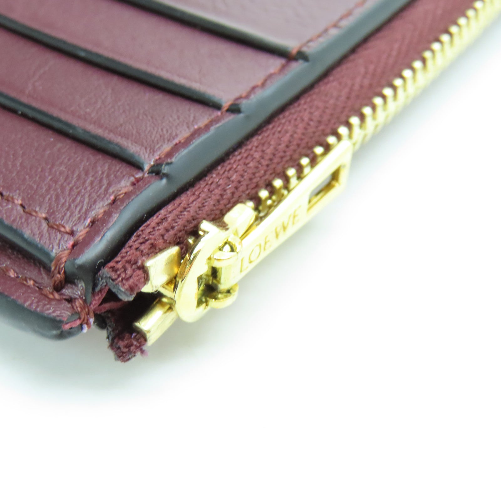 LOEWE Cowhide Leather Wallet Gold Buckle Wallet Purple