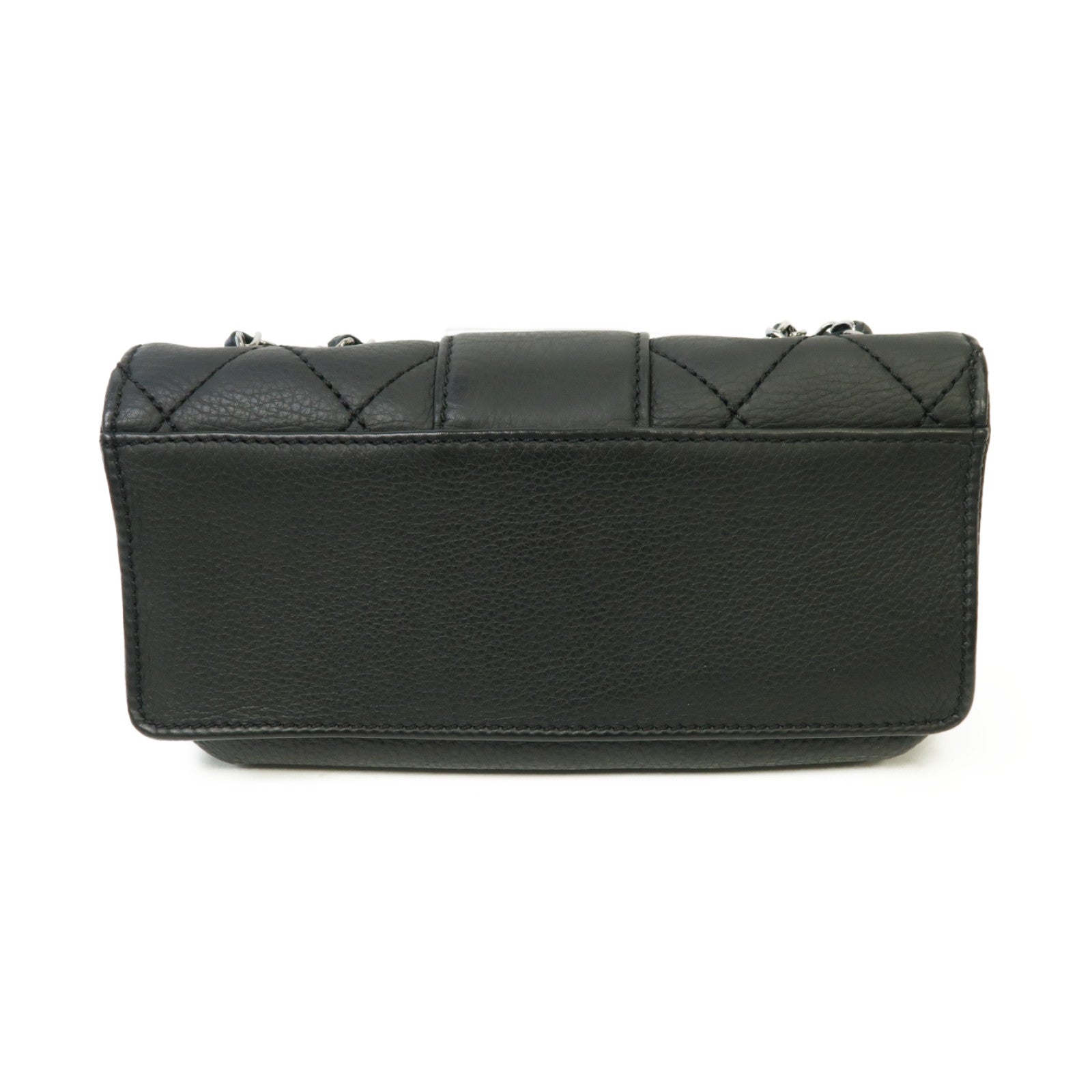 CHANEL 菱格牛皮皮革Chain Shoulder Bag銀扣鏈帶肩背袋黒色