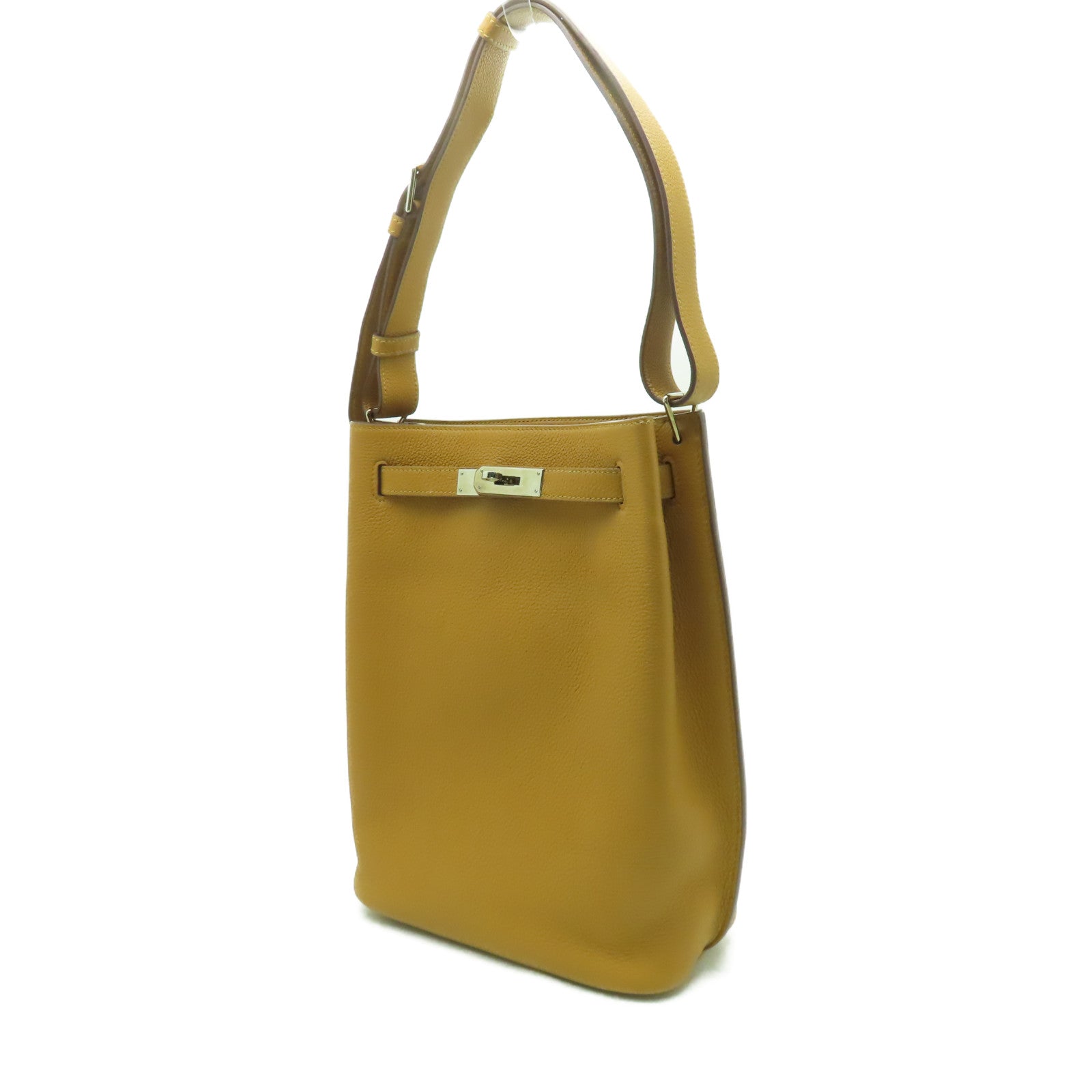 HERMES Clemence皮革So Kelly 22銀扣肩背袋啡色