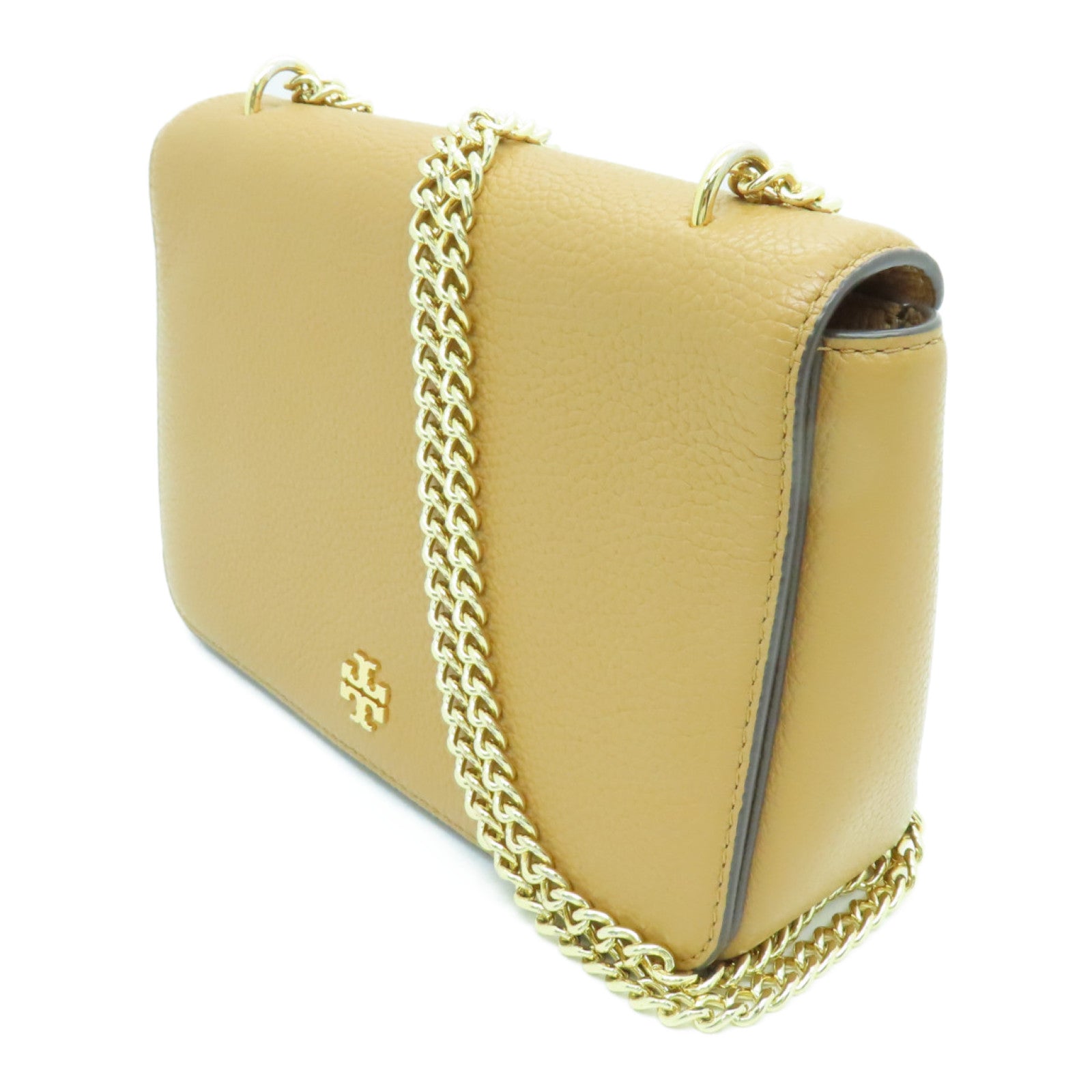 Tory Burch 牛皮皮革Chain Shoulder Bag金扣链带肩背袋杏色