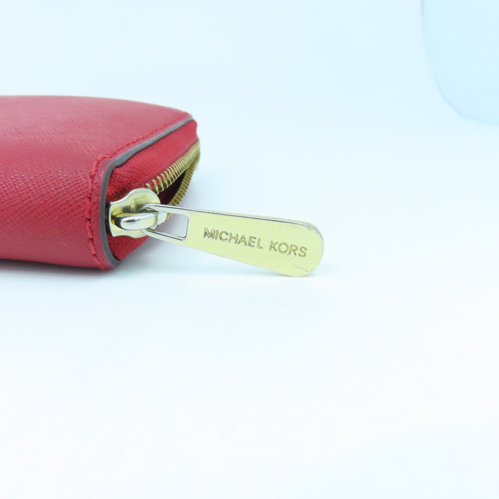 Michael Kors Leather Long Wallet Gold Buckle Long Wallet Red