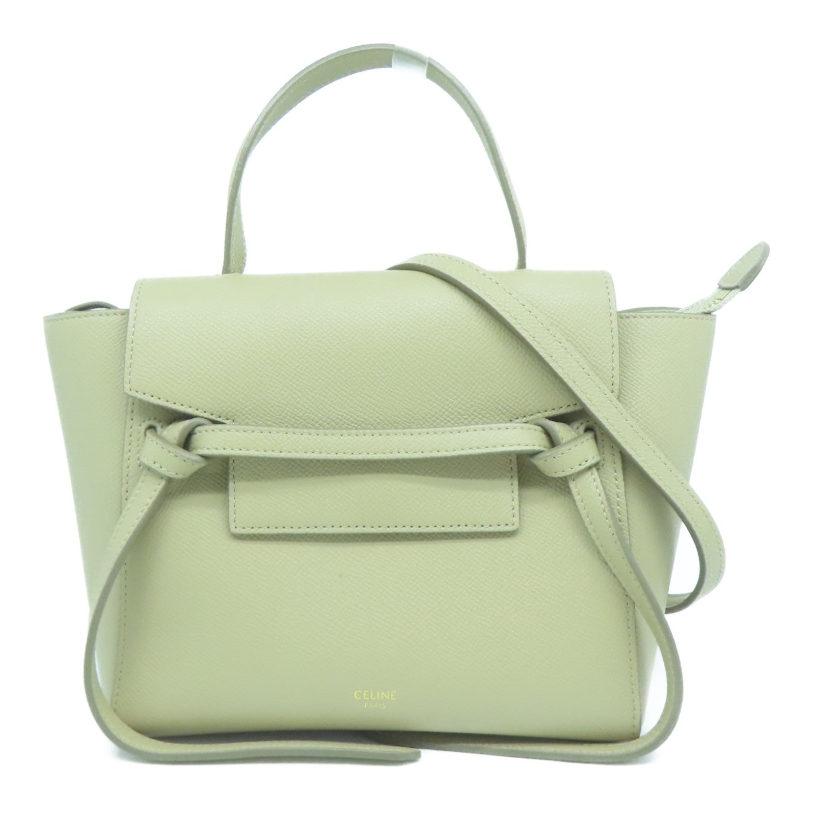 CELINE 牛皮皮革Nano Belt Bag金扣手挽肩背兩用袋米色