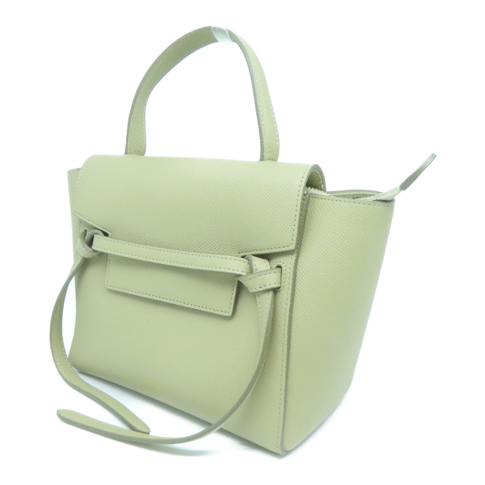 CELINE 牛皮皮革Nano Belt Bag金扣手挽肩背兩用袋米色