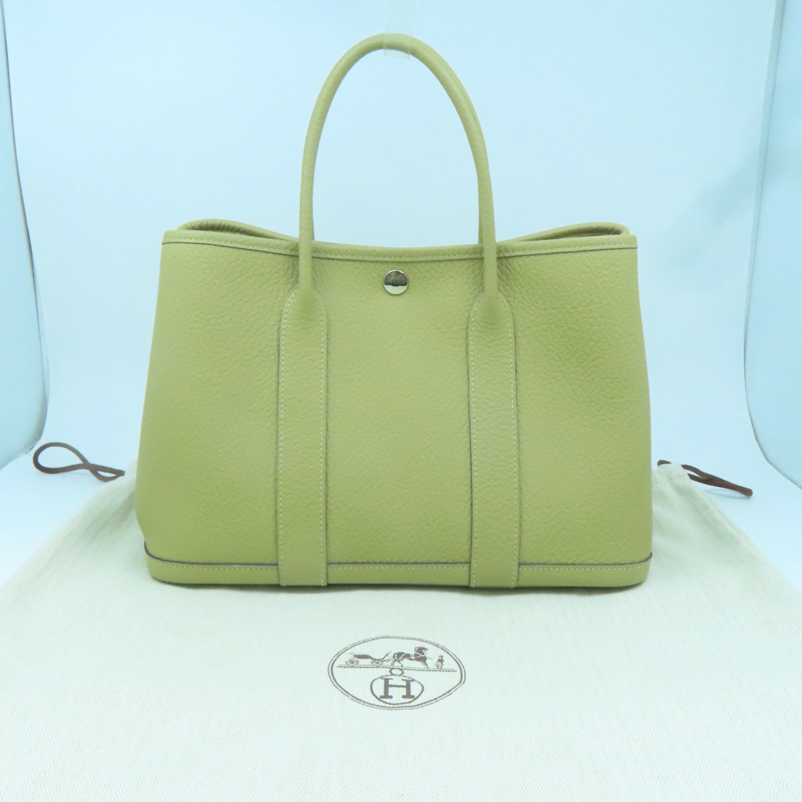 HERMES Negonda皮革Garden Party TPM银扣手拿包米色