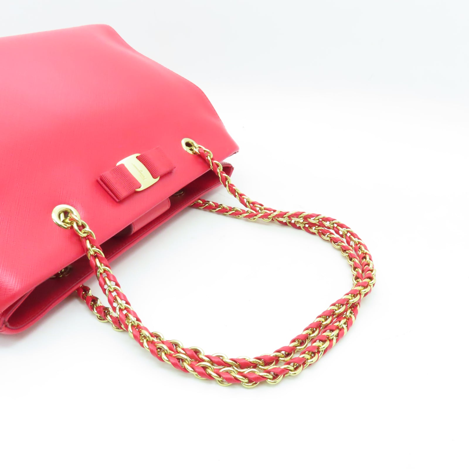 Salvatore Ferragamo 牛皮皮革Bow Handbag金扣肩背袋紅色