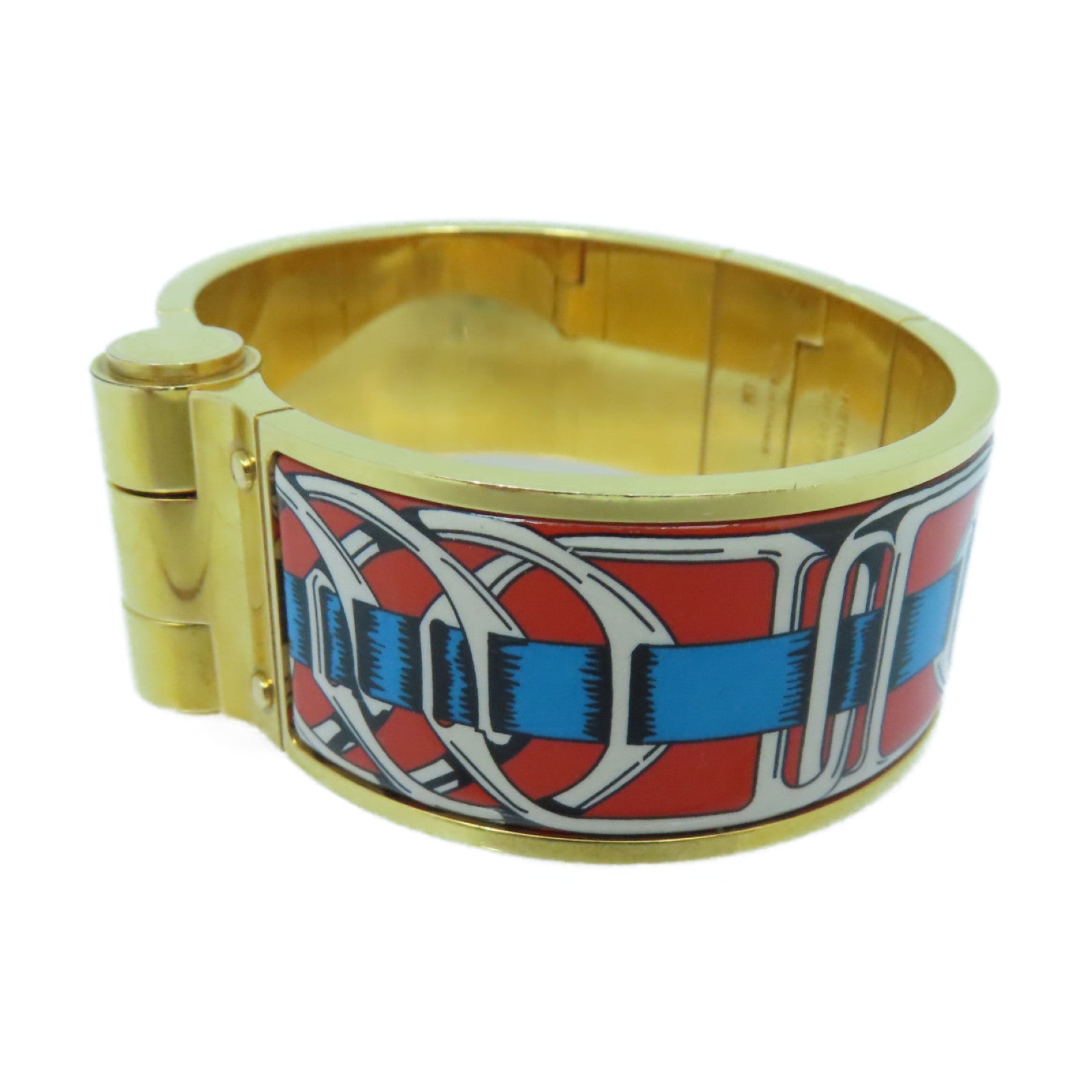 HERMES 金屬H Bangle金扣手鐲金色/紅色/藍色/白色
