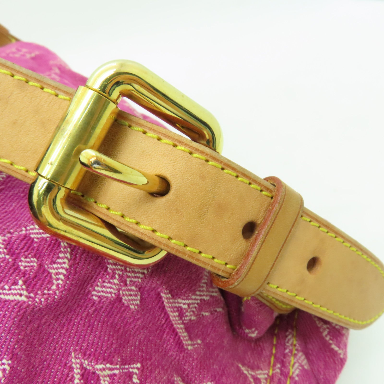 LOUIS VUITTON Monogram Denim Petit Noe金扣手挽肩背兩用袋粉紅色