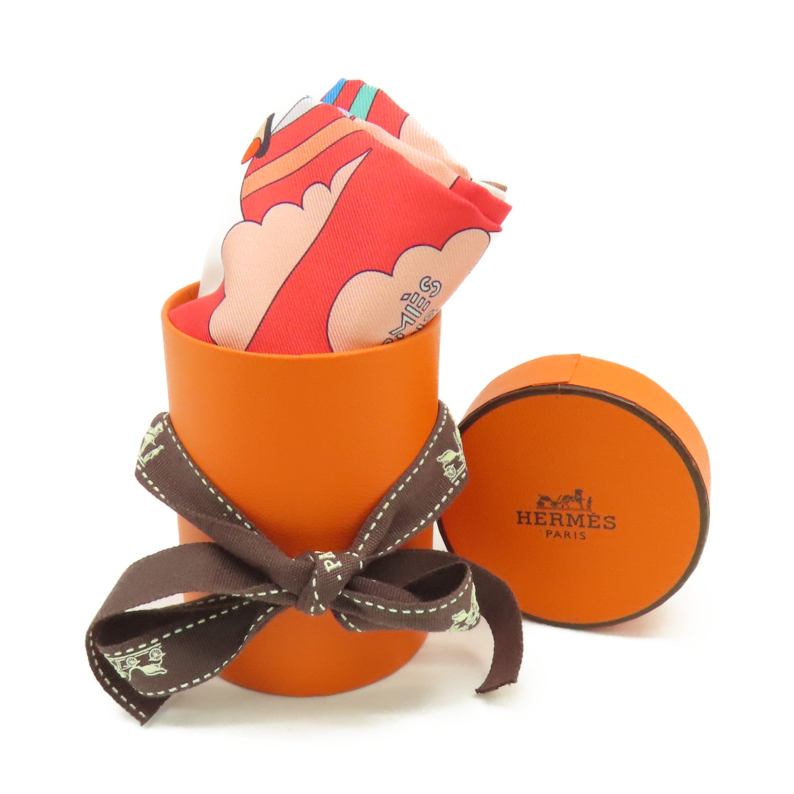HERMES 【激減優惠】絲質Twilly Scarf絲巾粉紅色/白色/彩色