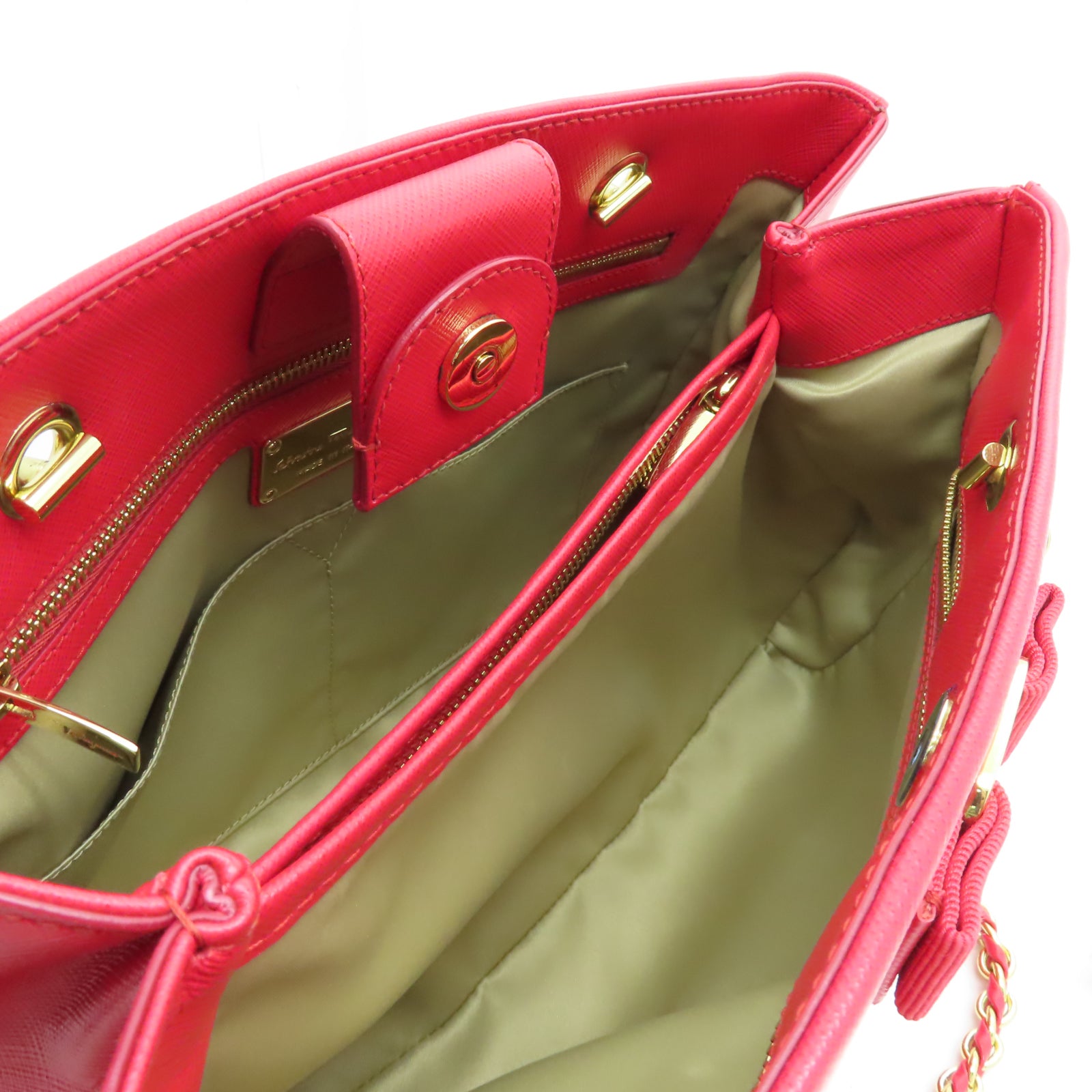 Salvatore Ferragamo 牛皮皮革Bow Handbag金扣肩背袋紅色