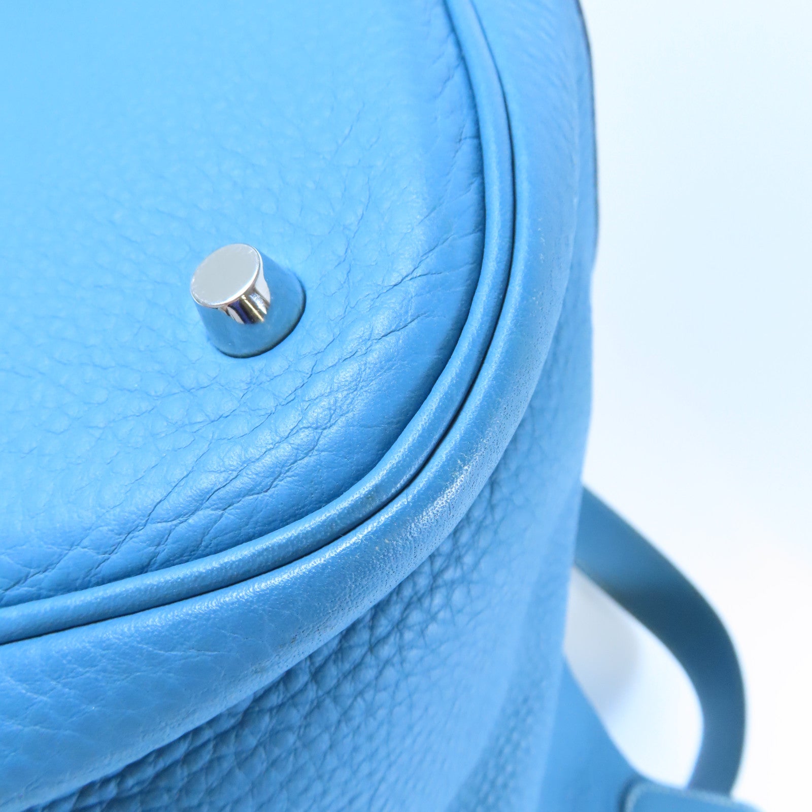 HERMES Clemence皮革Picotin GM銀扣手挽袋Bleu Jean牛仔藍色