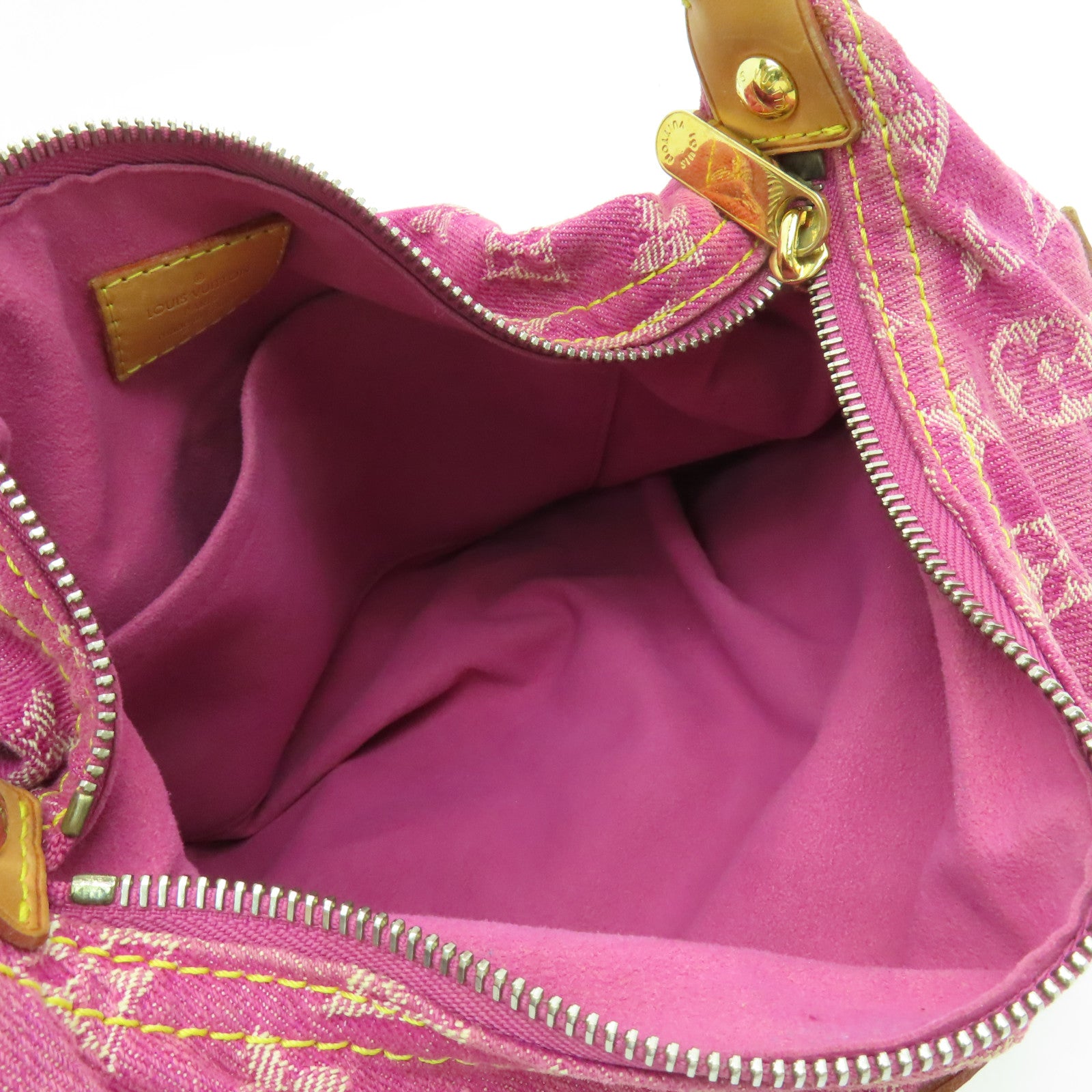 LOUIS VUITTON Monogram Denim Petit Noe金扣手挽肩背兩用袋粉紅色