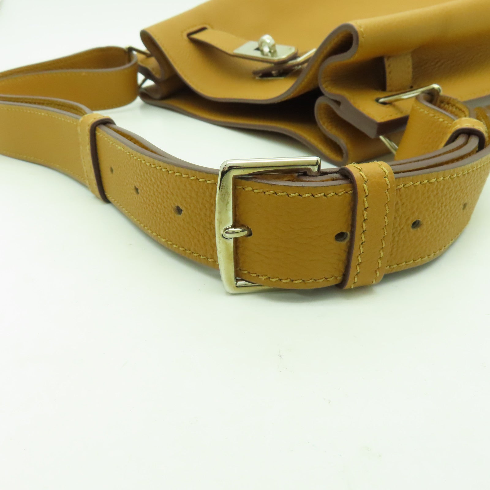 HERMES Clemence皮革So Kelly 22銀扣肩背袋啡色