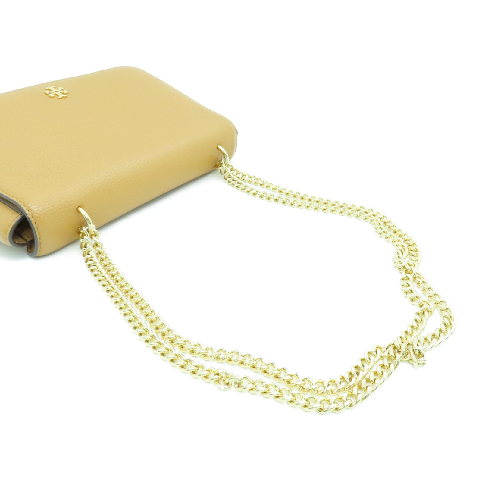 Tory Burch 牛皮皮革Chain Shoulder Bag金扣链带肩背袋杏色