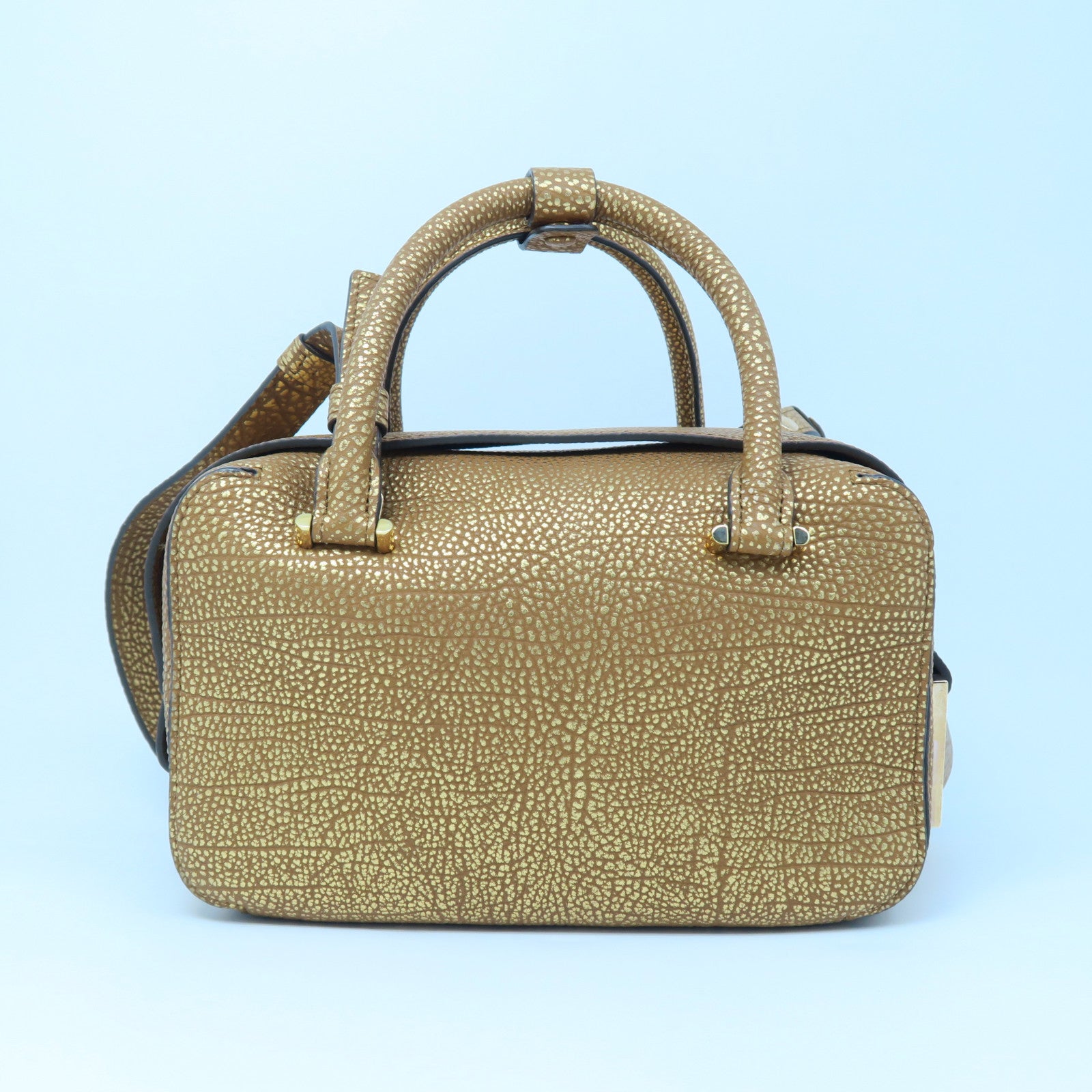 SELECTION 牛皮皮革Delvaux Cool Box Mini金扣手挽肩背两用袋金色