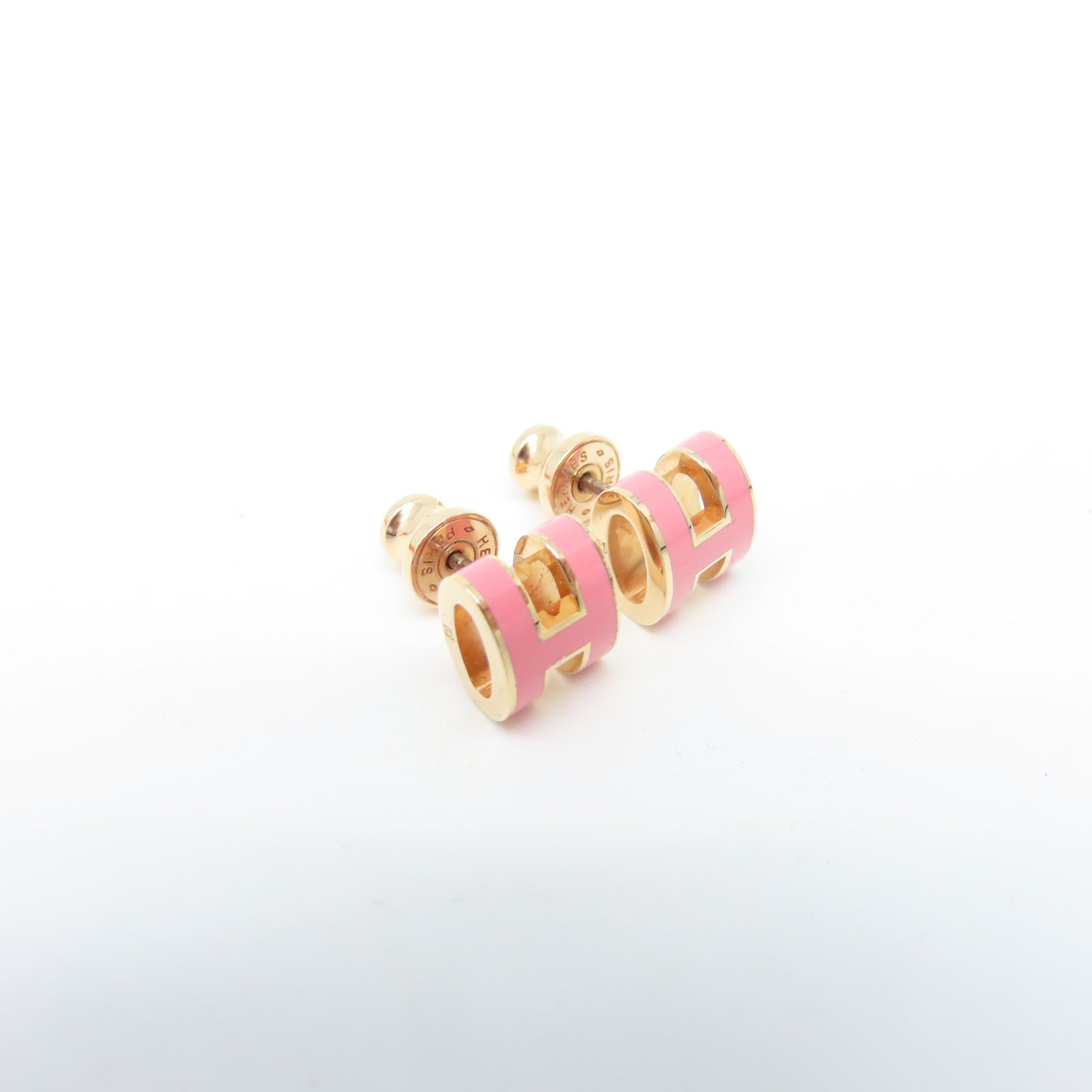 HERMES 金屬Pop H Earrings耳環粉紅色/金色