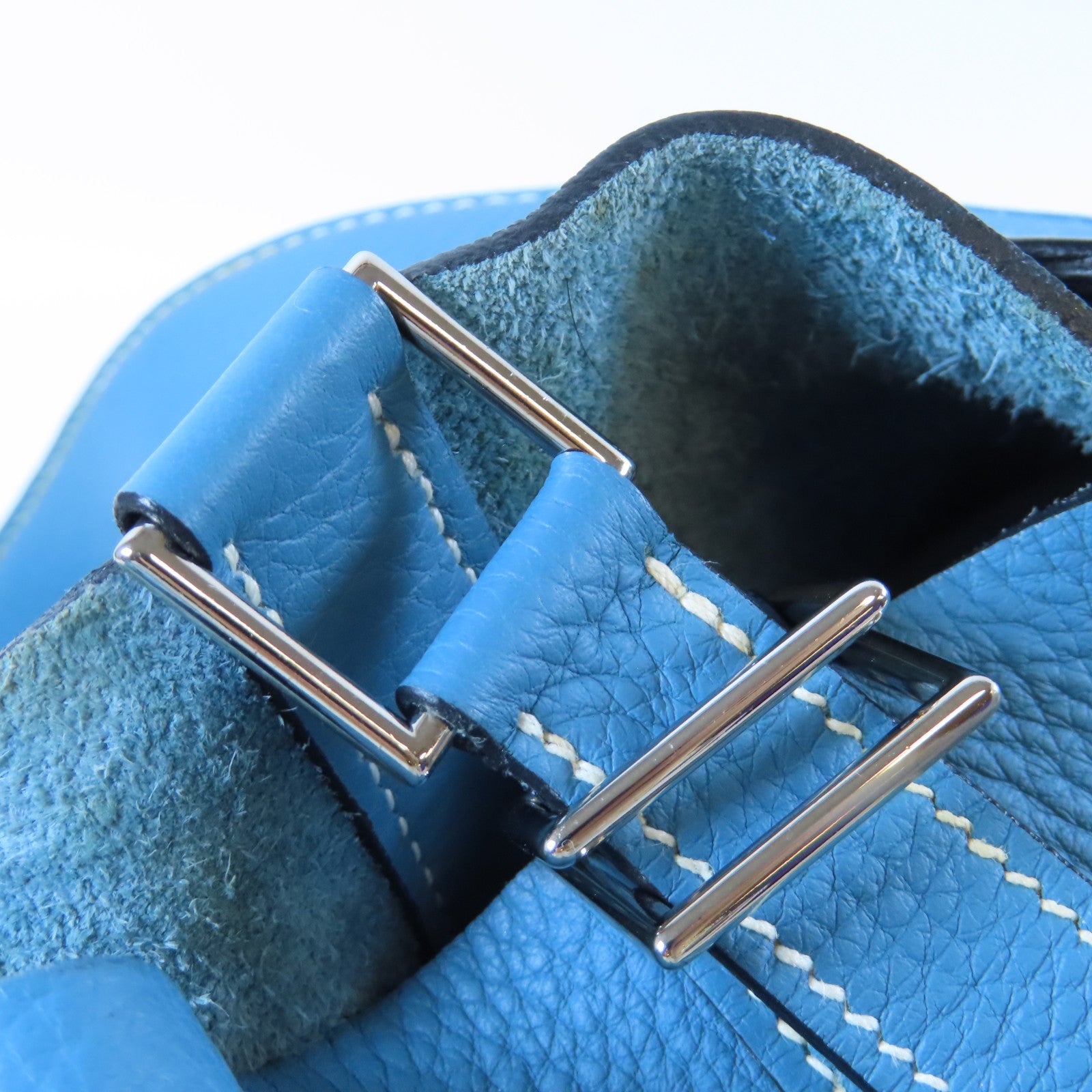 HERMES Clemence皮革Picotin GM銀扣手挽袋Bleu Jean牛仔藍色