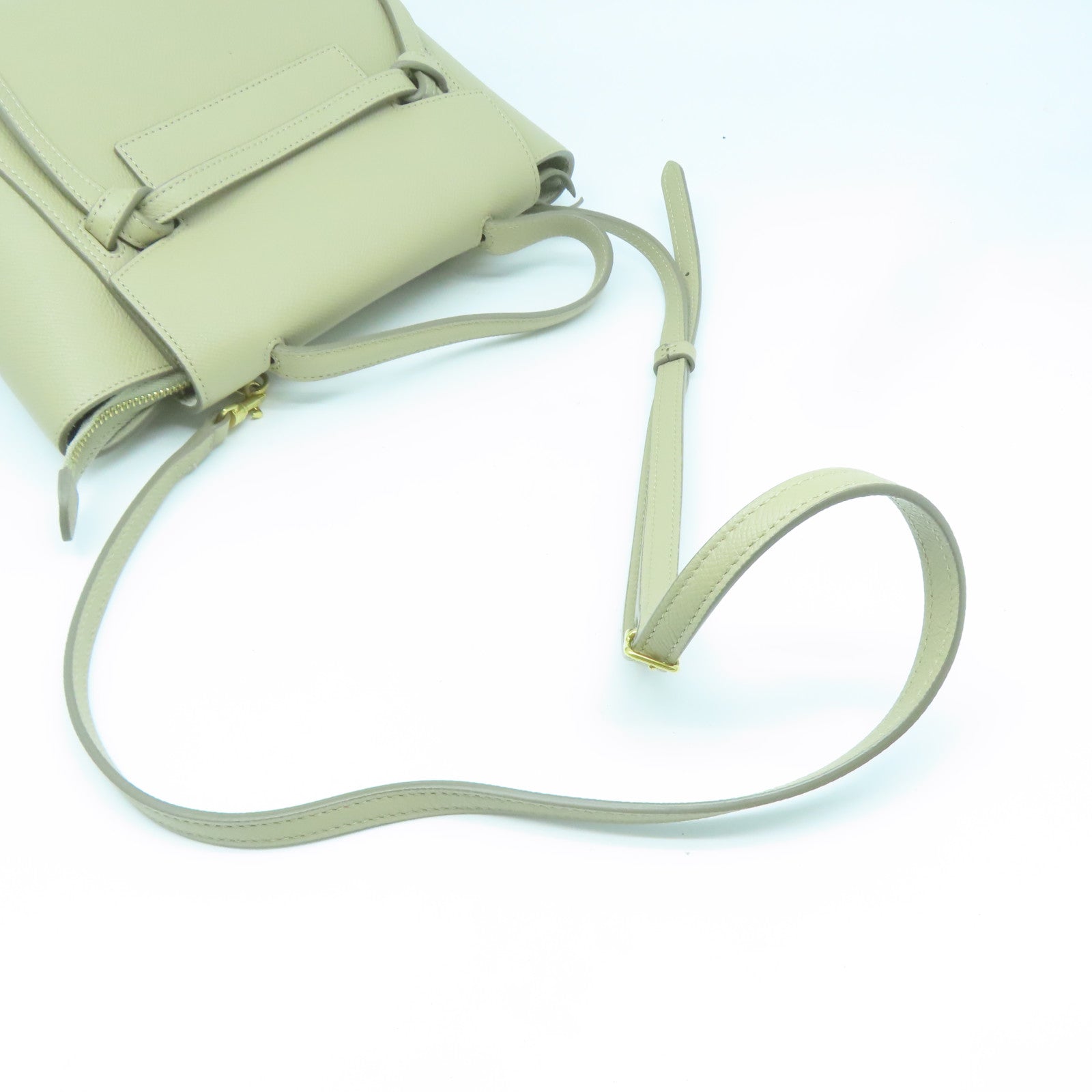 CELINE 牛皮皮革Nano Belt Bag金扣手挽肩背兩用袋米色