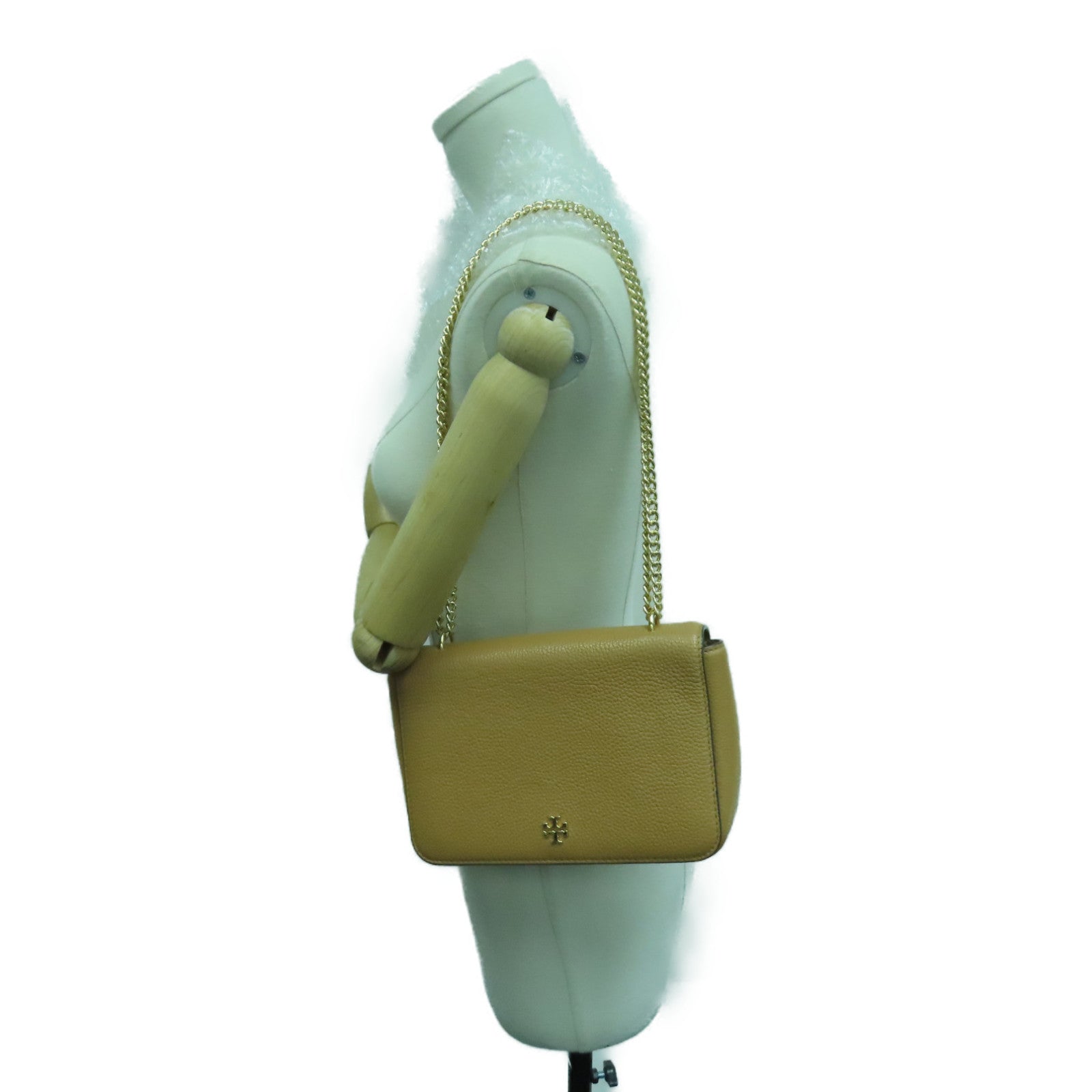 Tory Burch 牛皮皮革Chain Shoulder Bag金扣链带肩背袋杏色