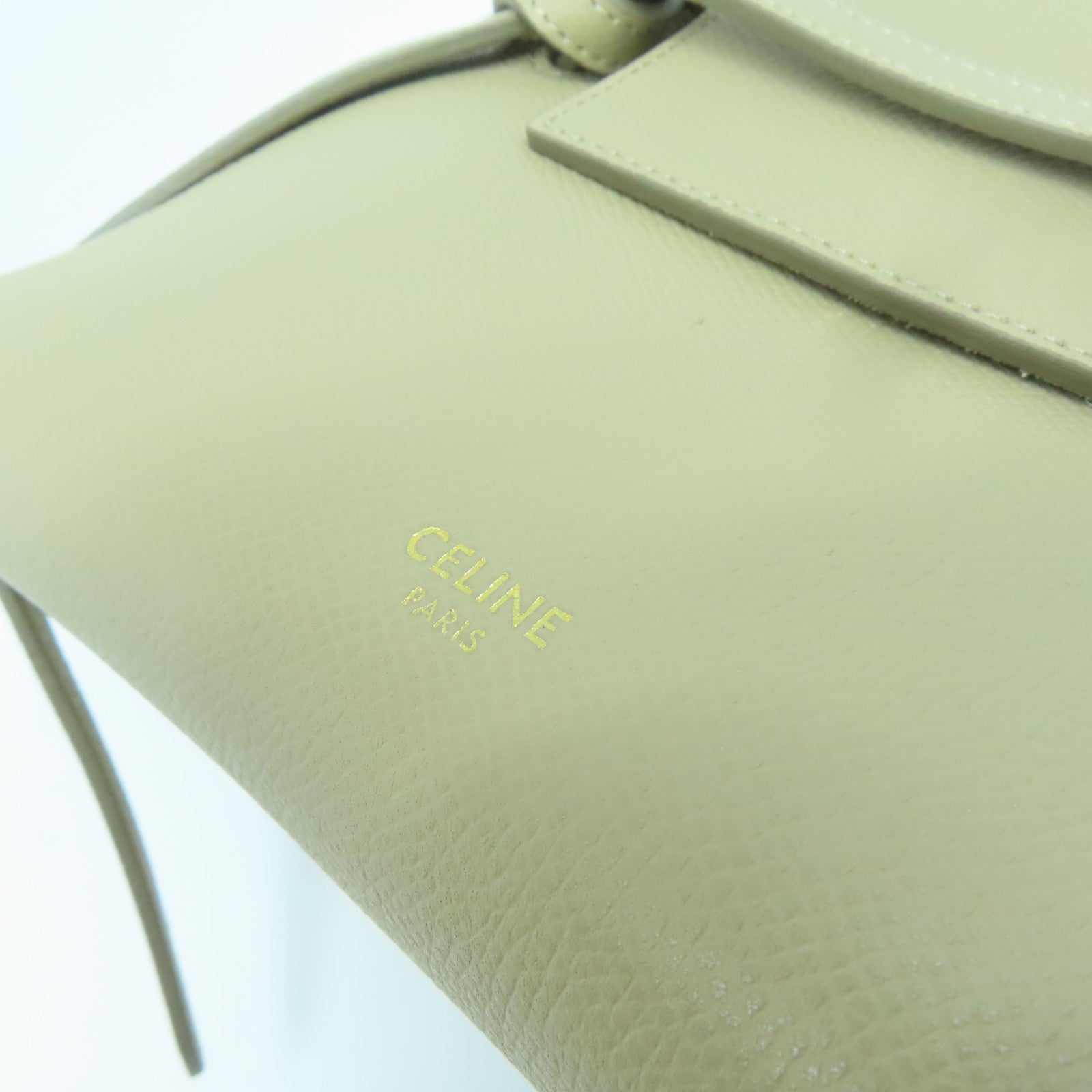 CELINE 牛皮皮革Nano Belt Bag金扣手挽肩背兩用袋米色