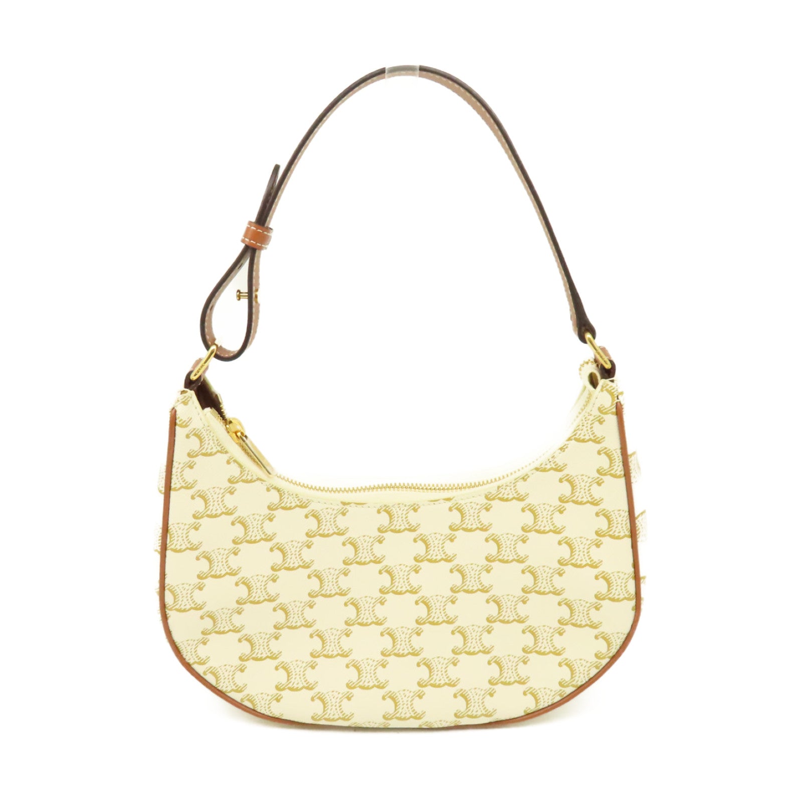 CELINE 帆布Ava Shoulder Bag肩背袋米白色/啡色