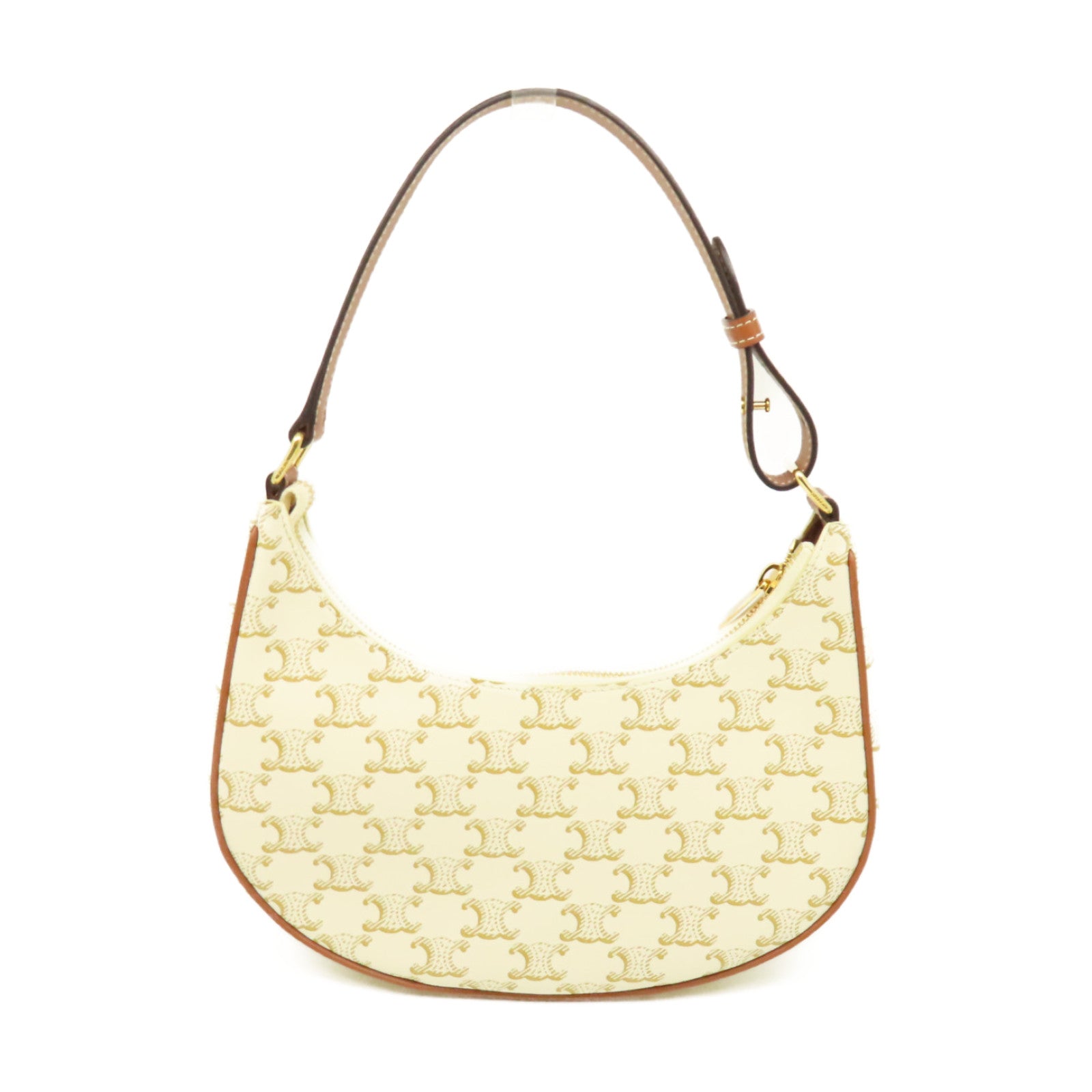 CELINE 帆布Ava Shoulder Bag肩背袋米白色/啡色