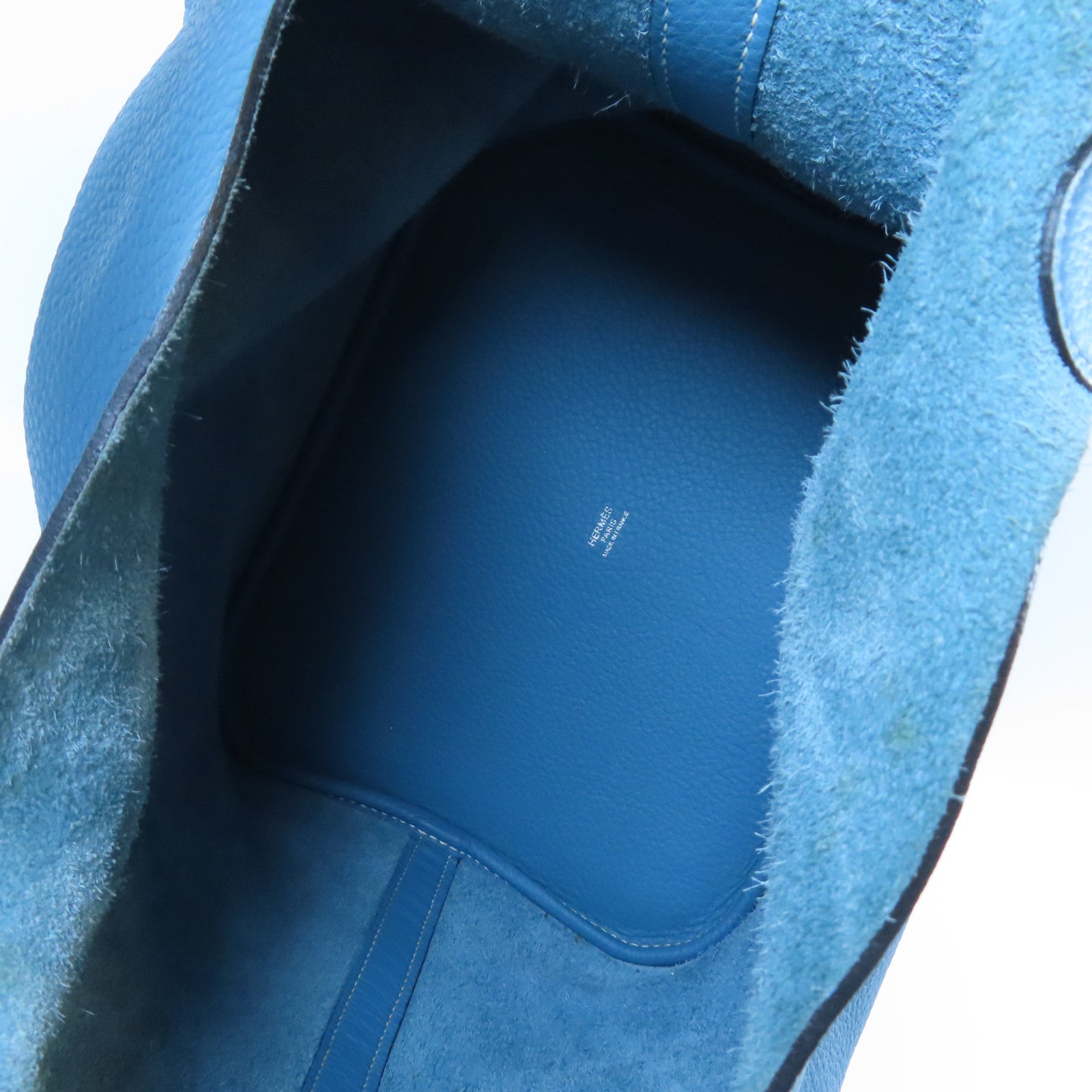 HERMES Clemence皮革Picotin GM銀扣手挽袋Bleu Jean牛仔藍色