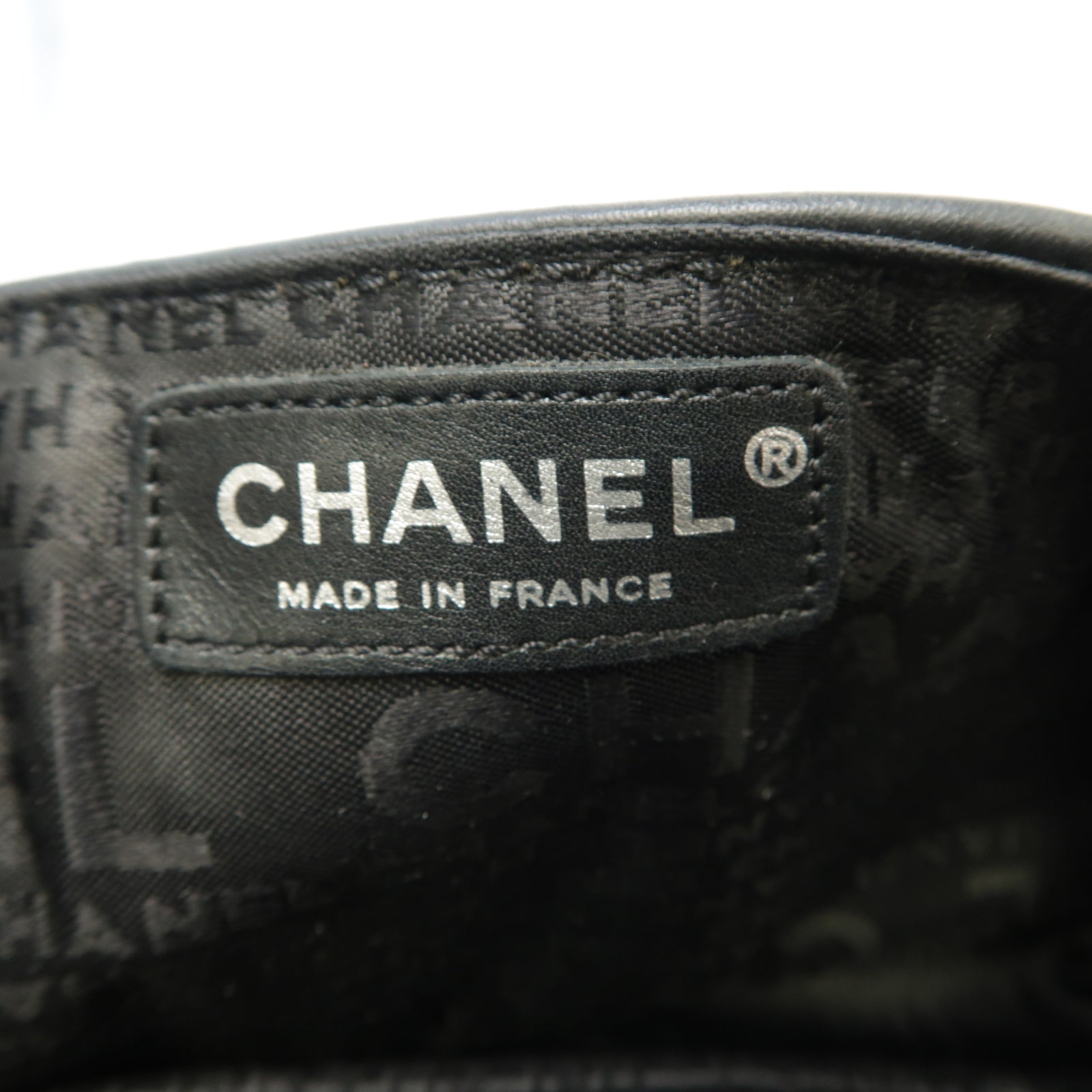 CHANEL 菱格牛皮皮革Chain Shoulder Bag銀扣鏈帶肩背袋黒色