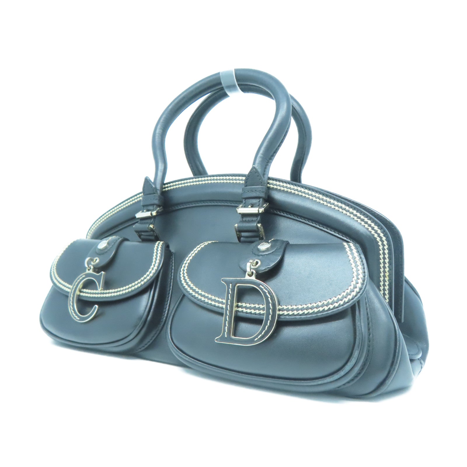Dior 牛皮皮革Hand Bag銀扣手挽袋黑色