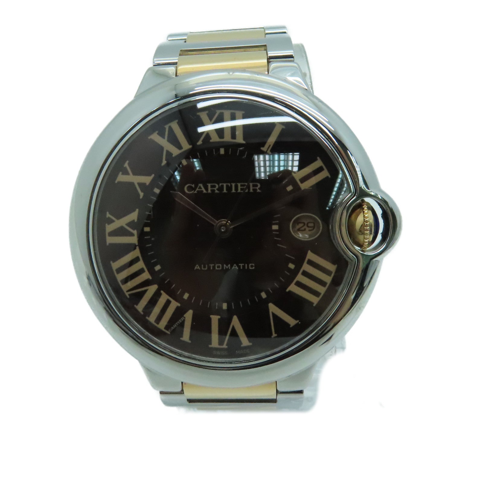 CARTIER 18K黄金Ballon Blue GM不锈钢手表自动机芯啡色