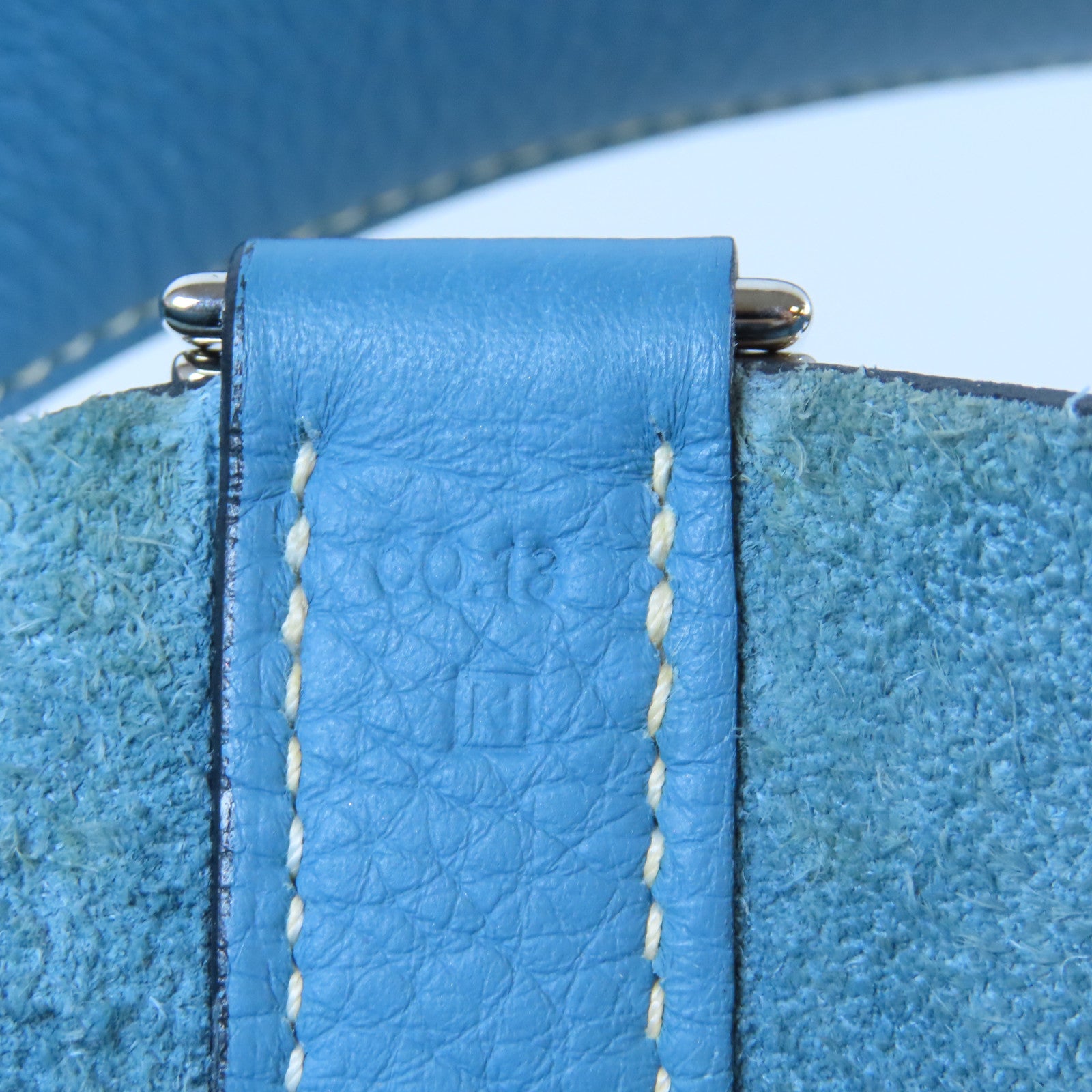HERMES Clemence皮革Picotin GM銀扣手挽袋Bleu Jean牛仔藍色