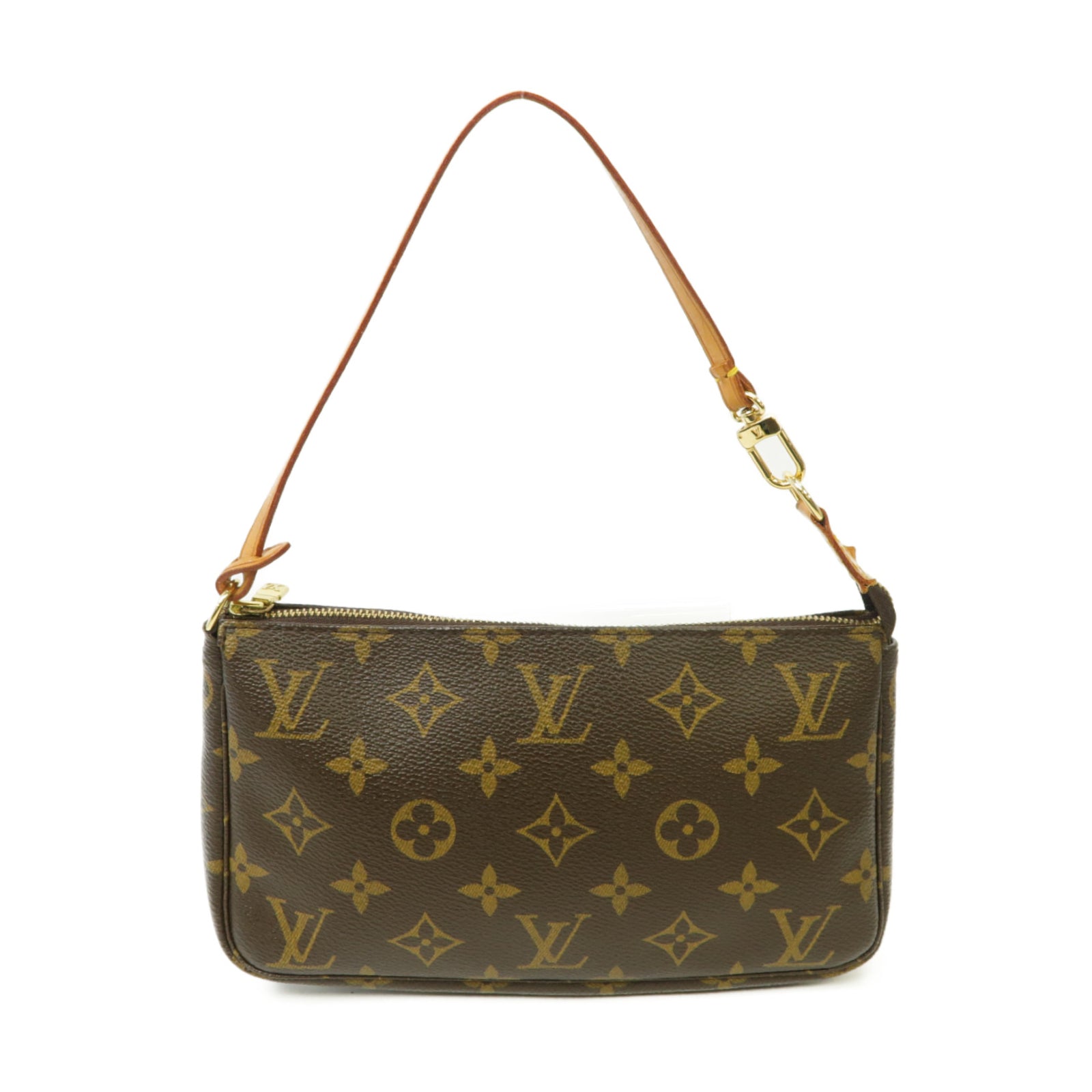 LOUIS VUITTON Monogram Pochette金扣手挽袋棕色