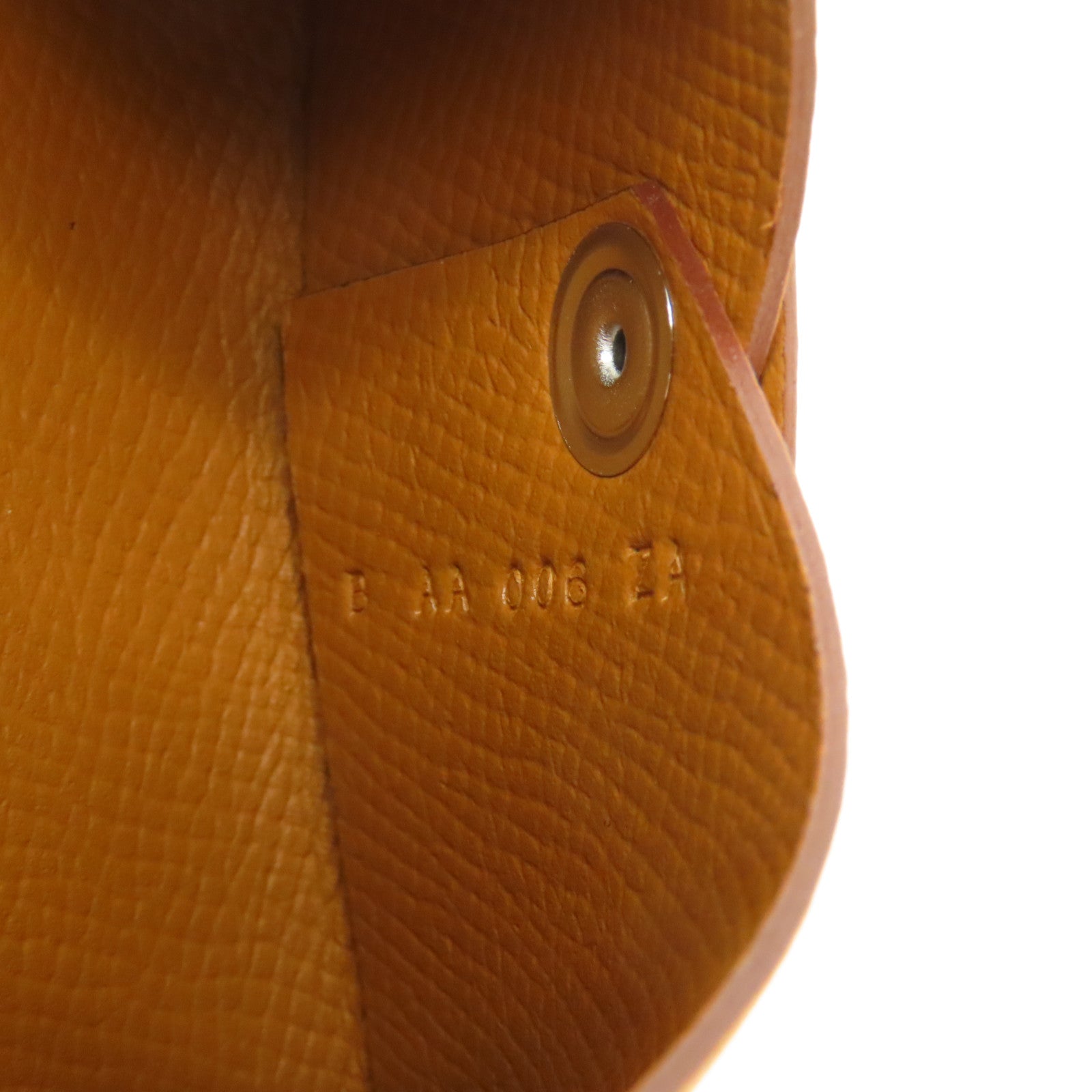 HERMES Epsom皮革Calvi銀扣卡片套Gold棕色