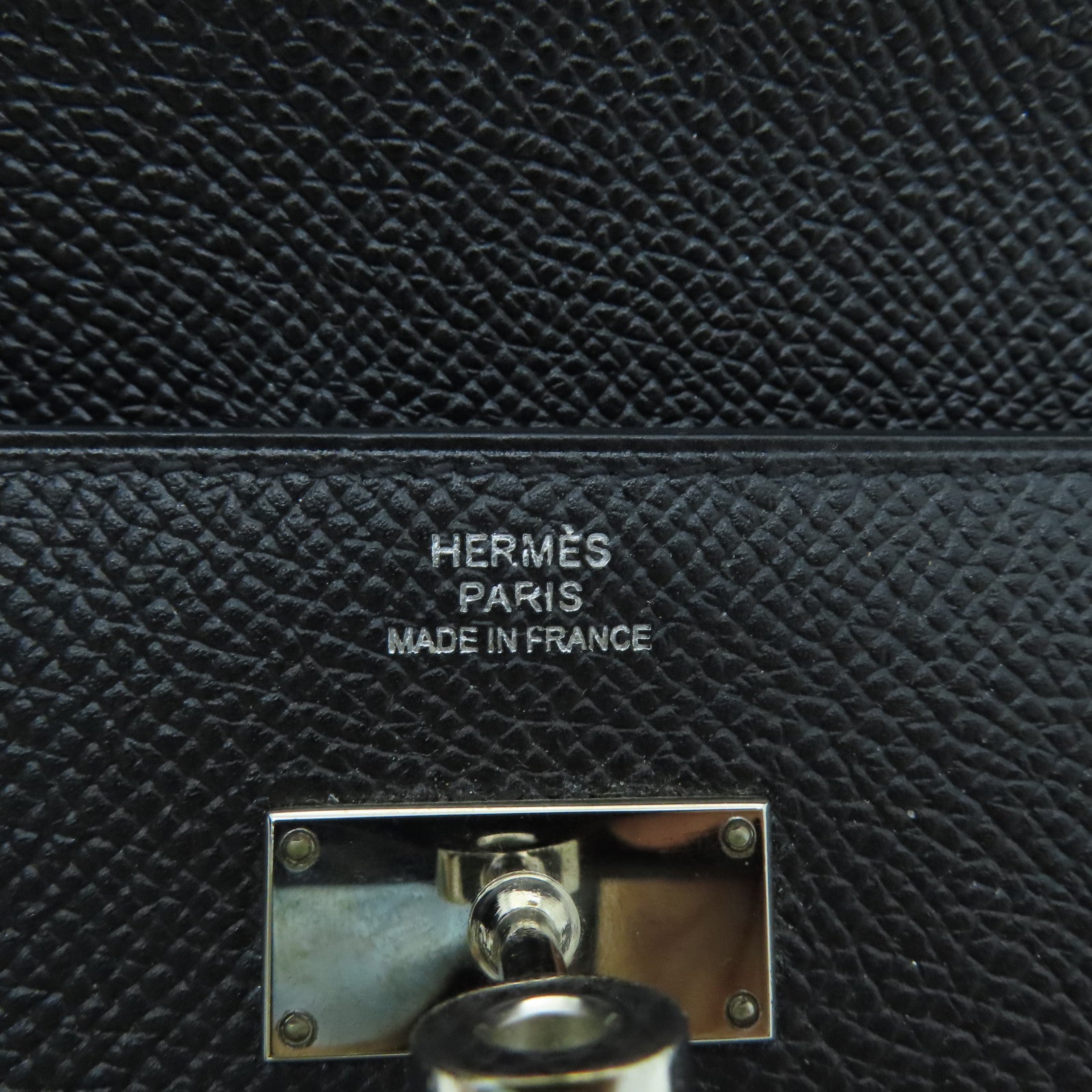 HERMES Veau Epsom皮革Kelly Wallet銀扣長錢包Noir黑色