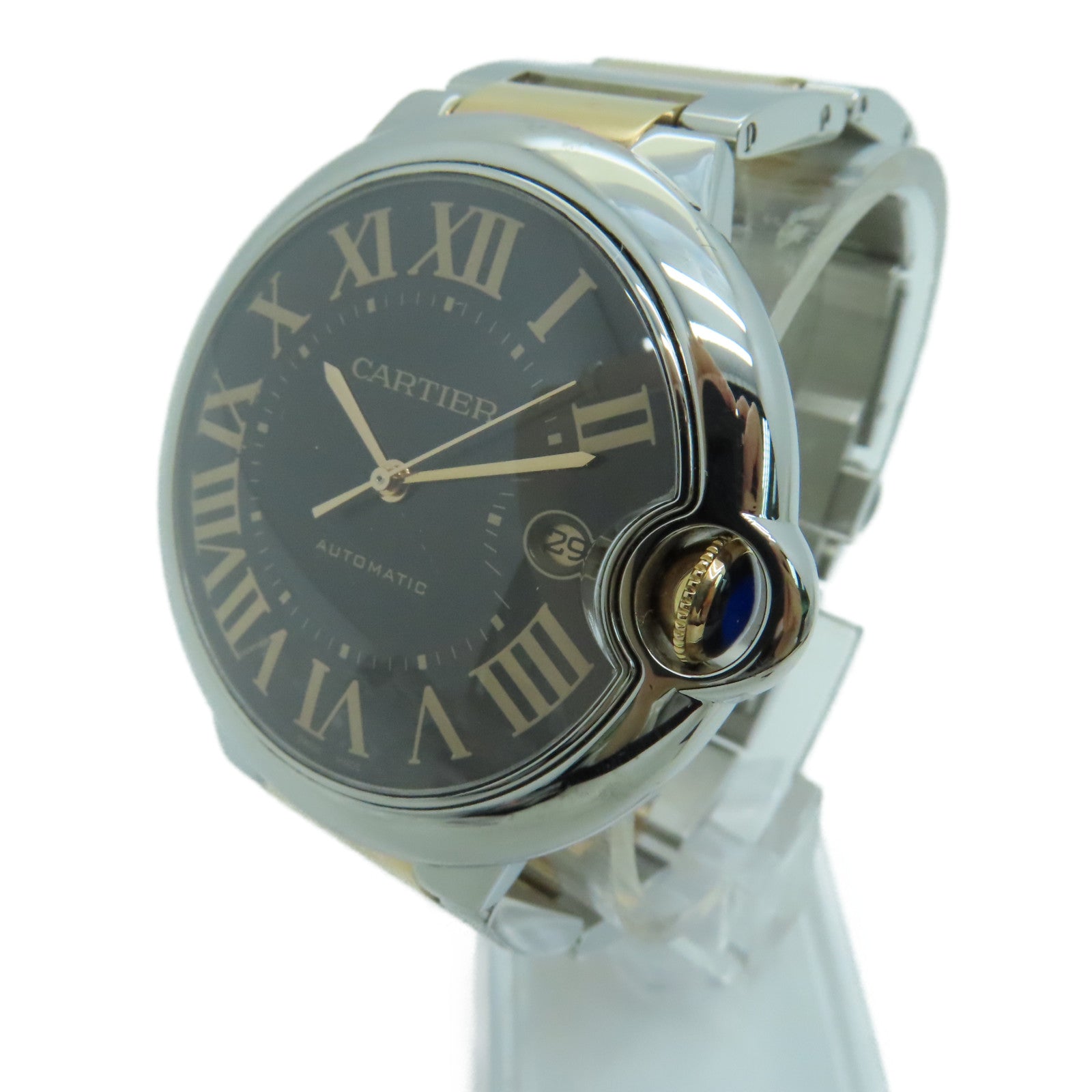CARTIER 18K黄金Ballon Blue GM不锈钢手表自动机芯啡色