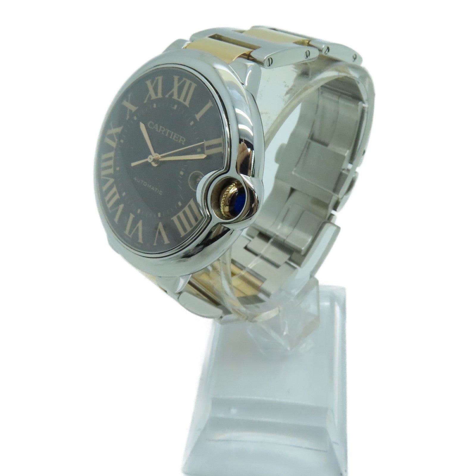CARTIER 18K黄金Ballon Blue GM不锈钢手表自动机芯啡色