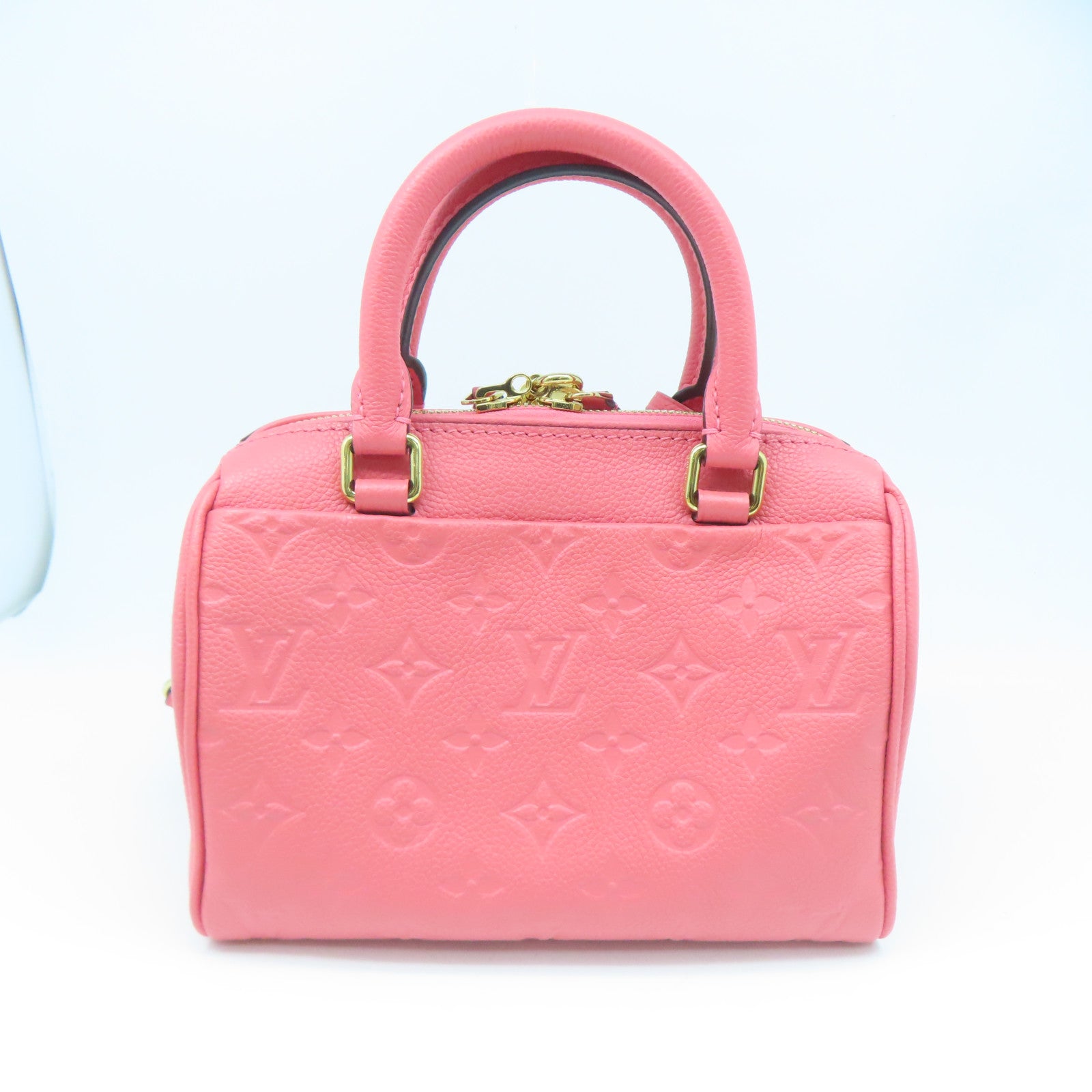 LOUIS VUITTON Monogram Empreinte Speedy 20金扣手挽肩背兩用袋粉紅色