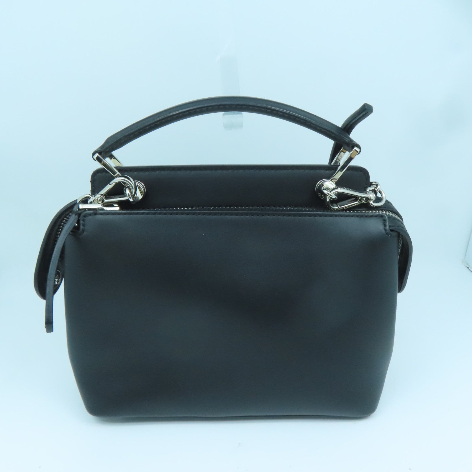 FENDI 牛皮皮革Dotcom銀扣手挽肩背兩用袋黑色