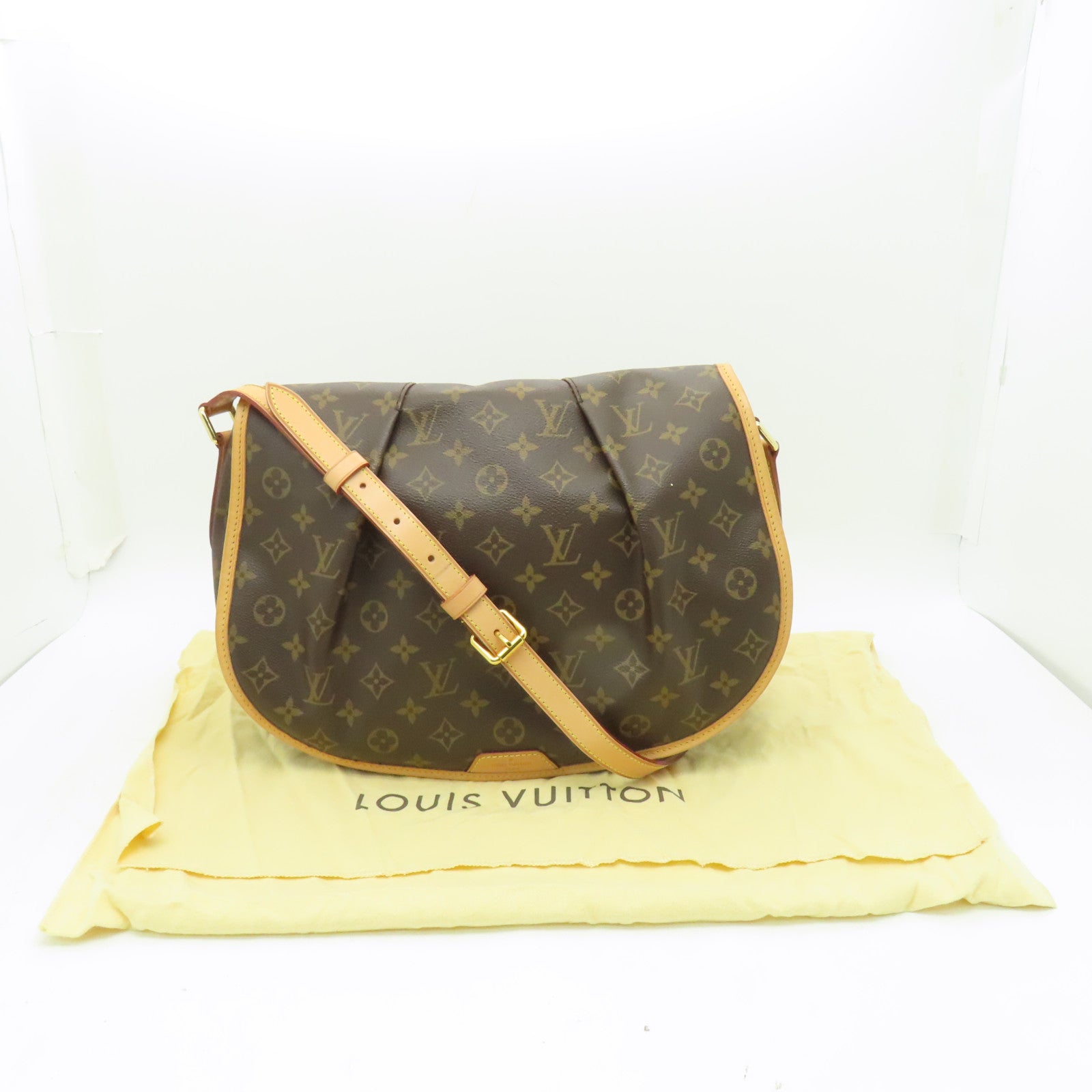 LOUIS VUITTON Monogram Menilmotant MM金扣肩背袋棕色