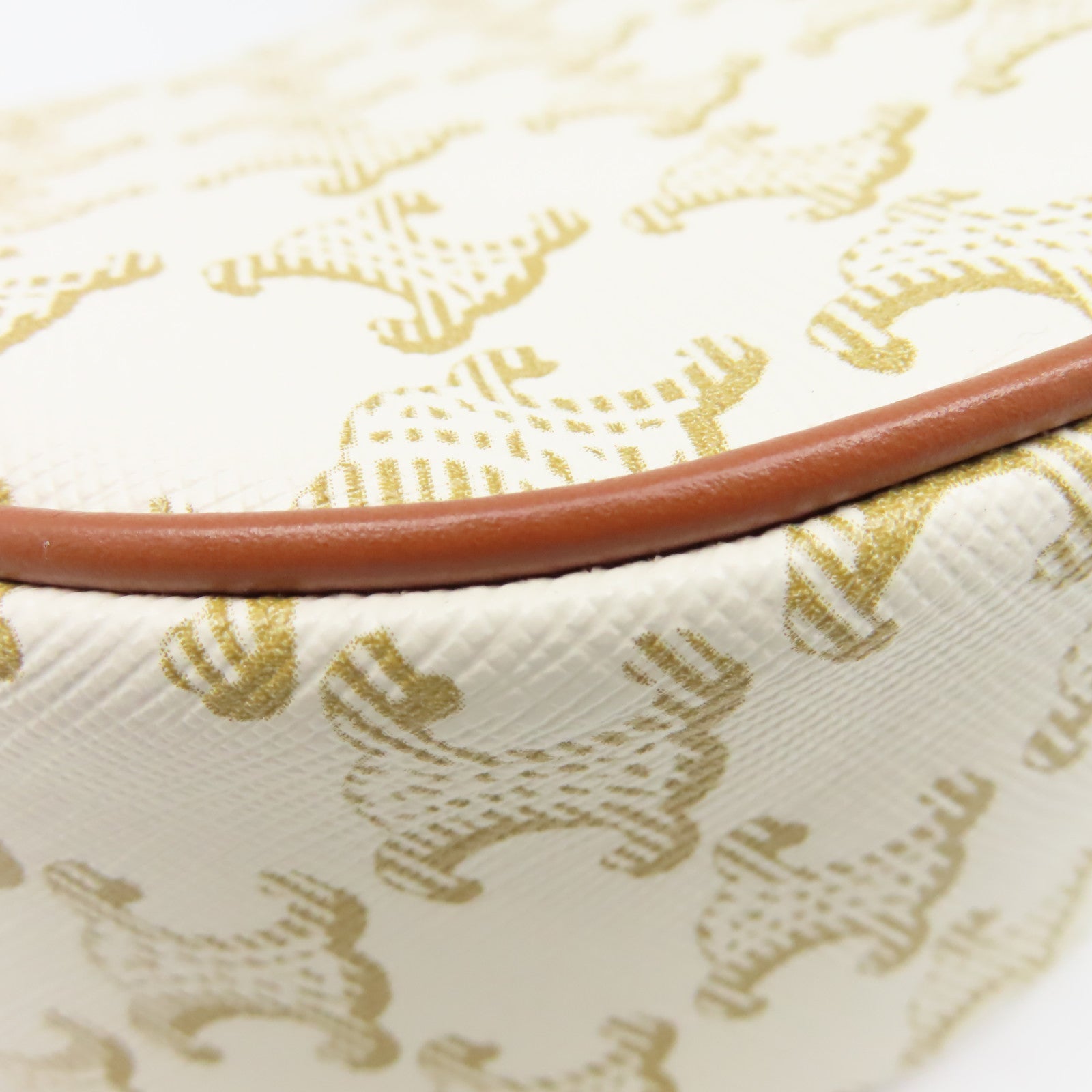 CELINE 帆布Ava Shoulder Bag肩背袋米白色/啡色