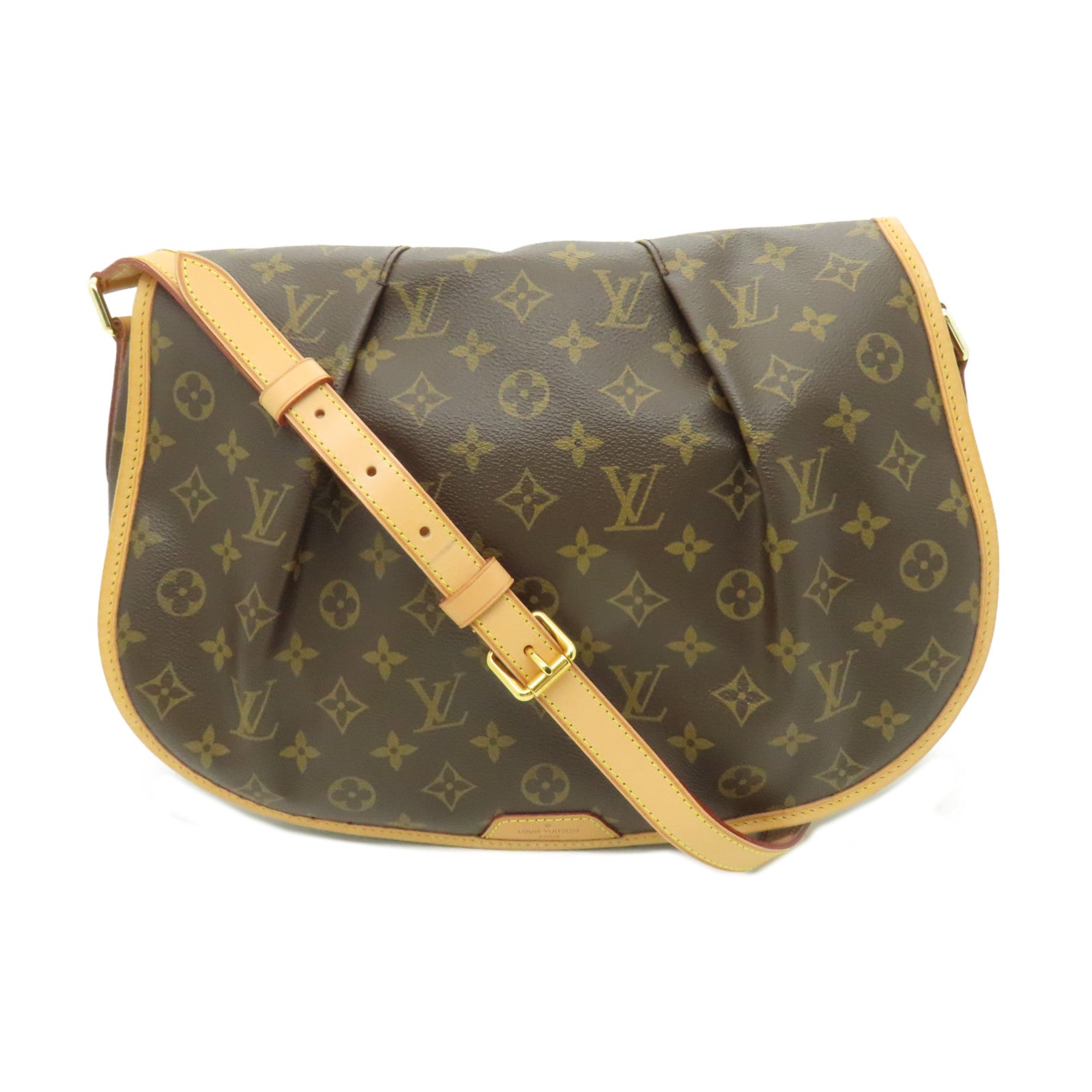 LOUIS VUITTON Monogram Menilmotant MM金扣肩背袋棕色