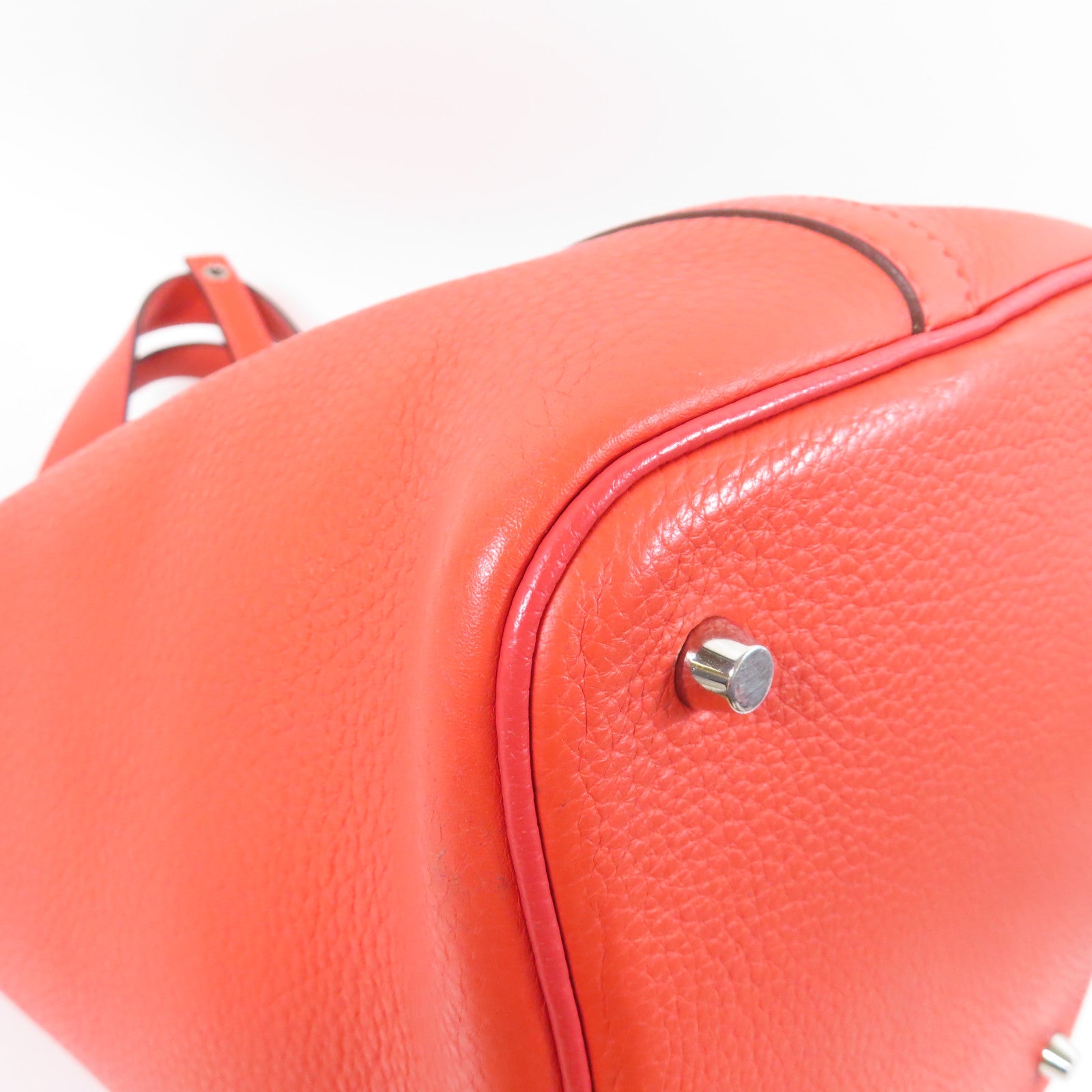 HERMES Clemence皮革Picotin MM銀扣手挽袋Rose Jaipur糖果紅色