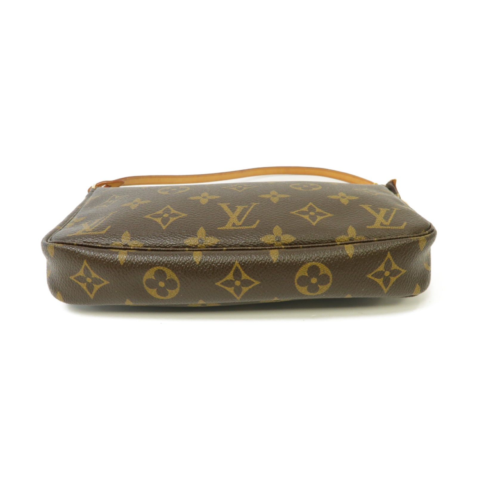 LOUIS VUITTON Monogram Pochette金扣手挽袋棕色