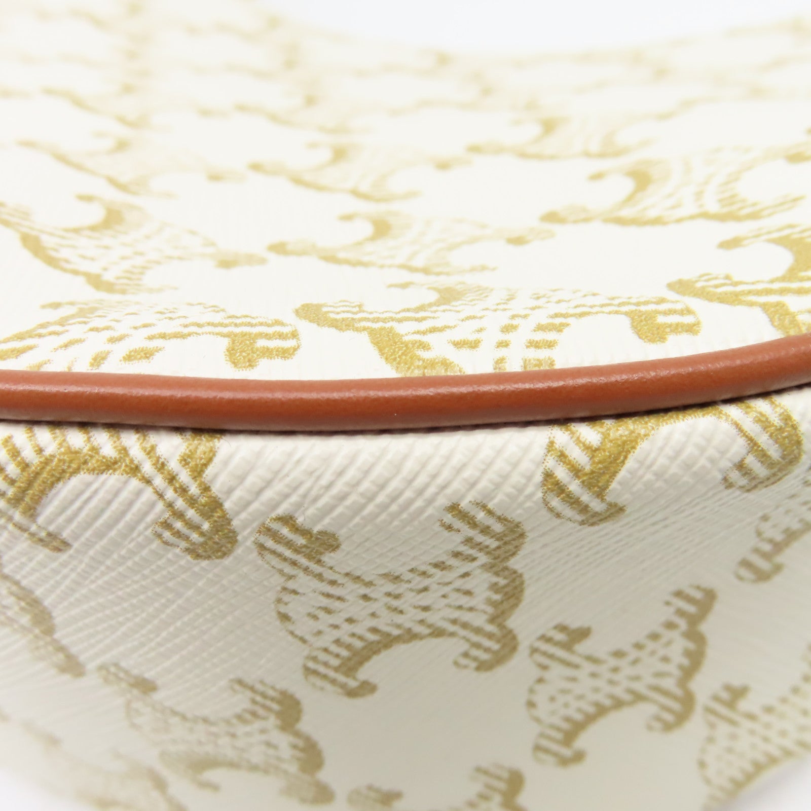 CELINE 帆布Ava Shoulder Bag肩背袋米白色/啡色