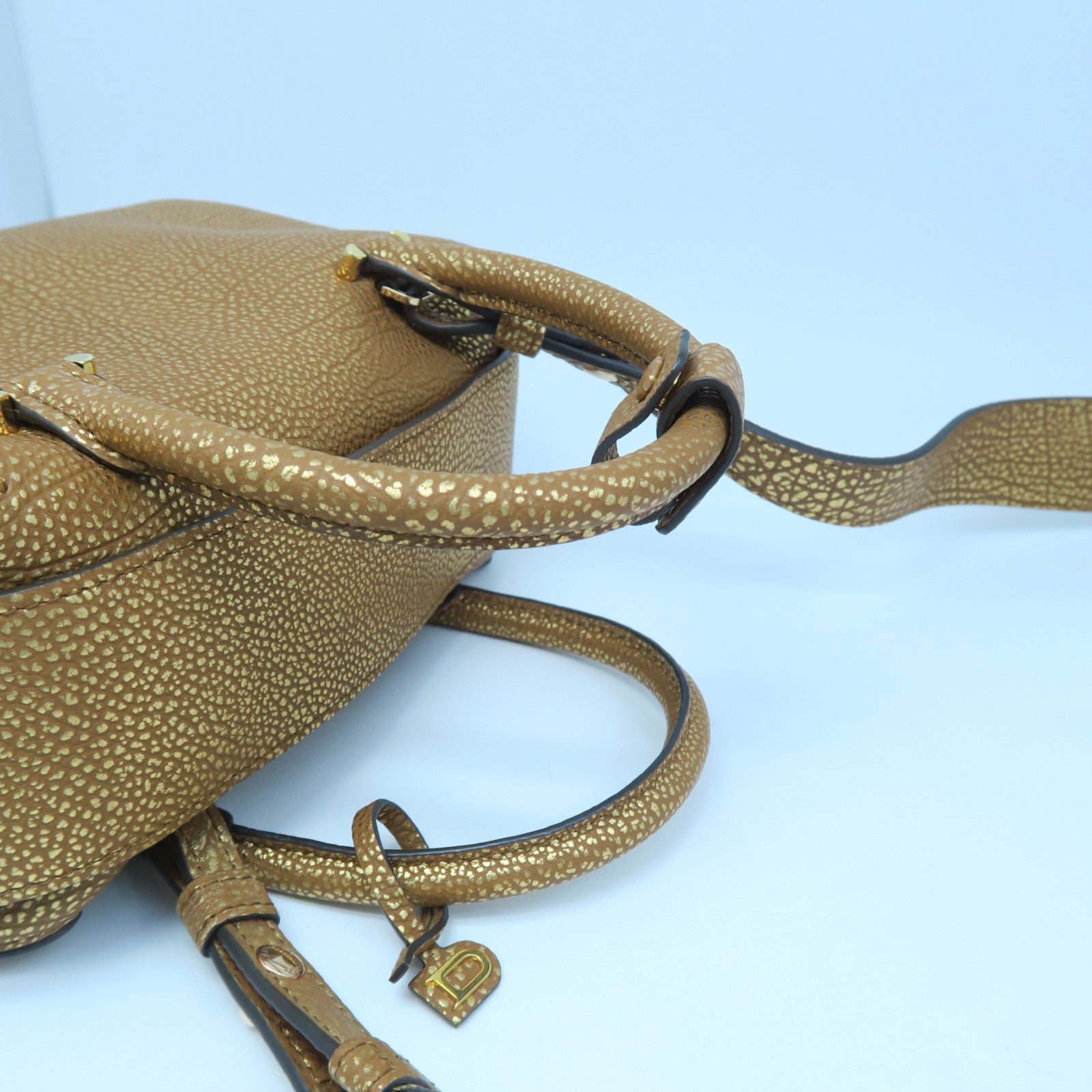 SELECTION 牛皮皮革Delvaux Cool Box Mini金扣手挽肩背两用袋金色