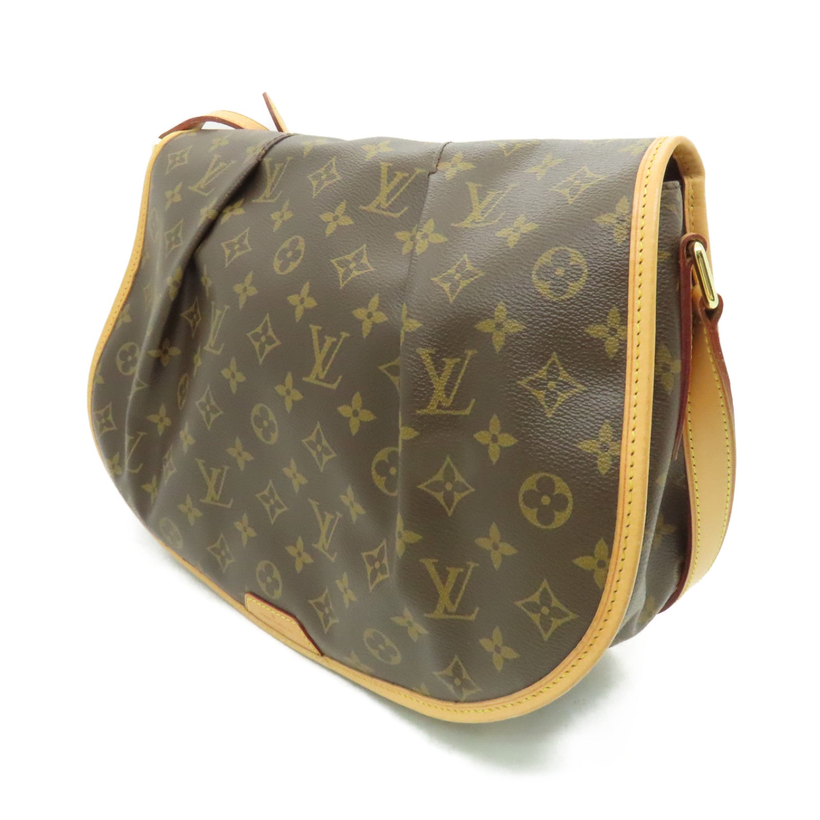 LOUIS VUITTON Monogram Menilmotant MM金扣肩背袋棕色