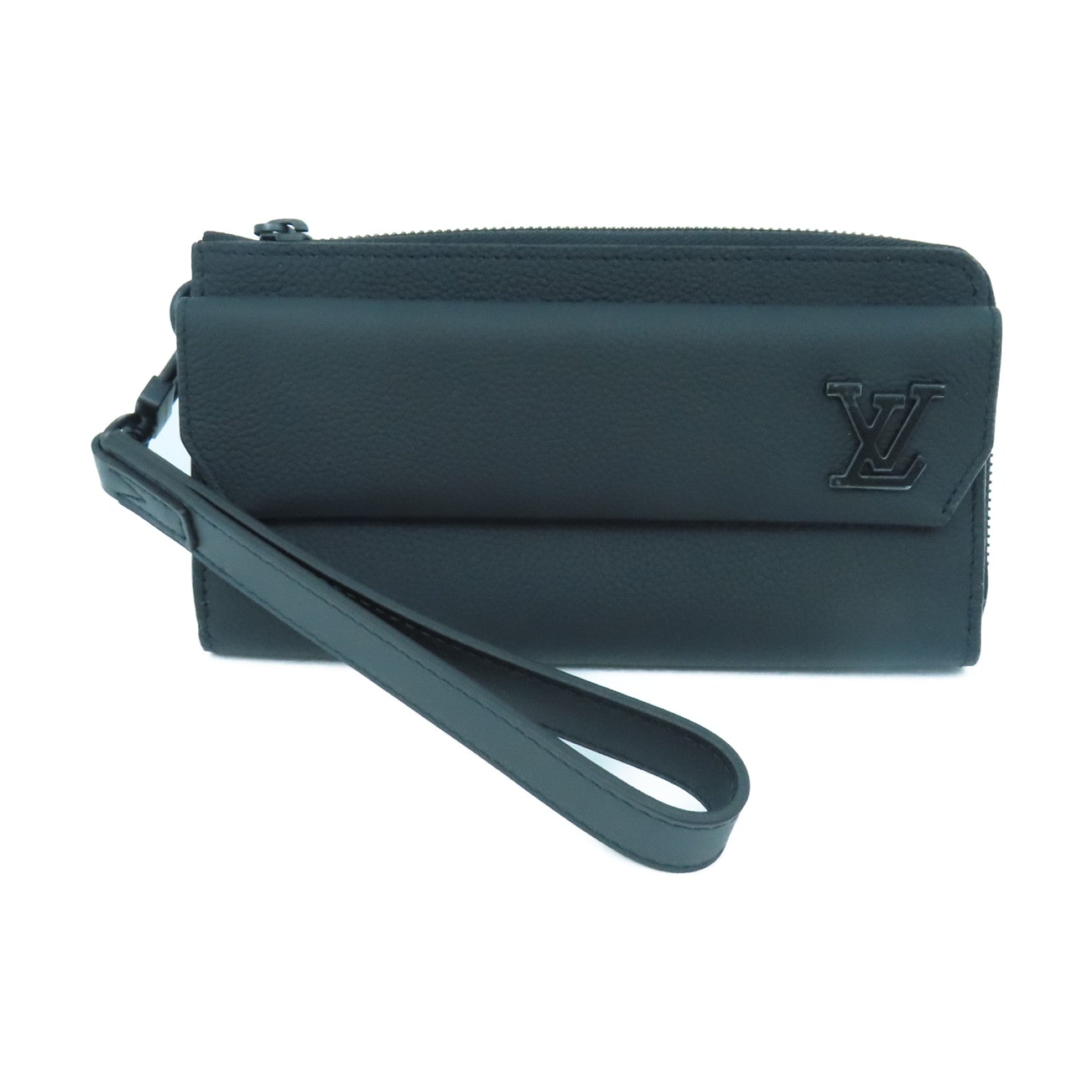 LOUIS VUITTON Grain皮革Aerogram Zippy Wallet長錢包黑色Noir