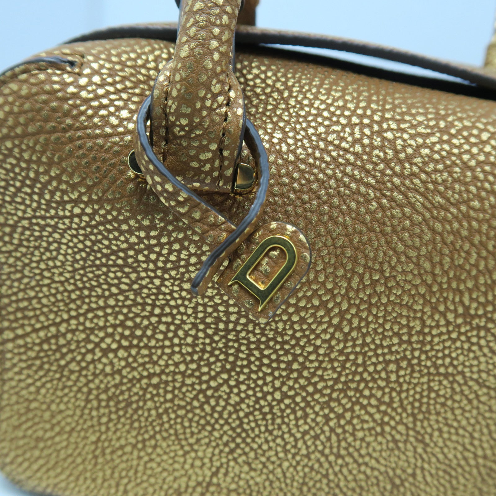SELECTION 牛皮皮革Delvaux Cool Box Mini金扣手挽肩背两用袋金色